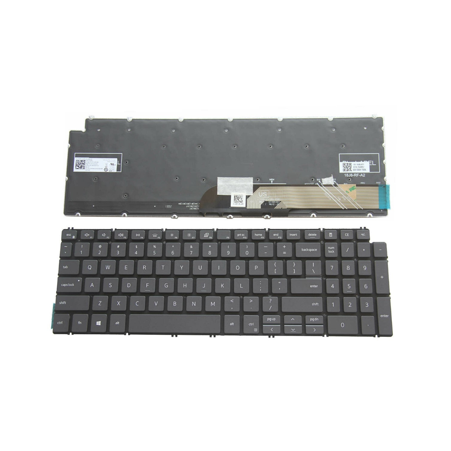 New Dell Inspiron 15 5584 5590 5591 5593 5594 5598 Gray Backlit US English Keyboard