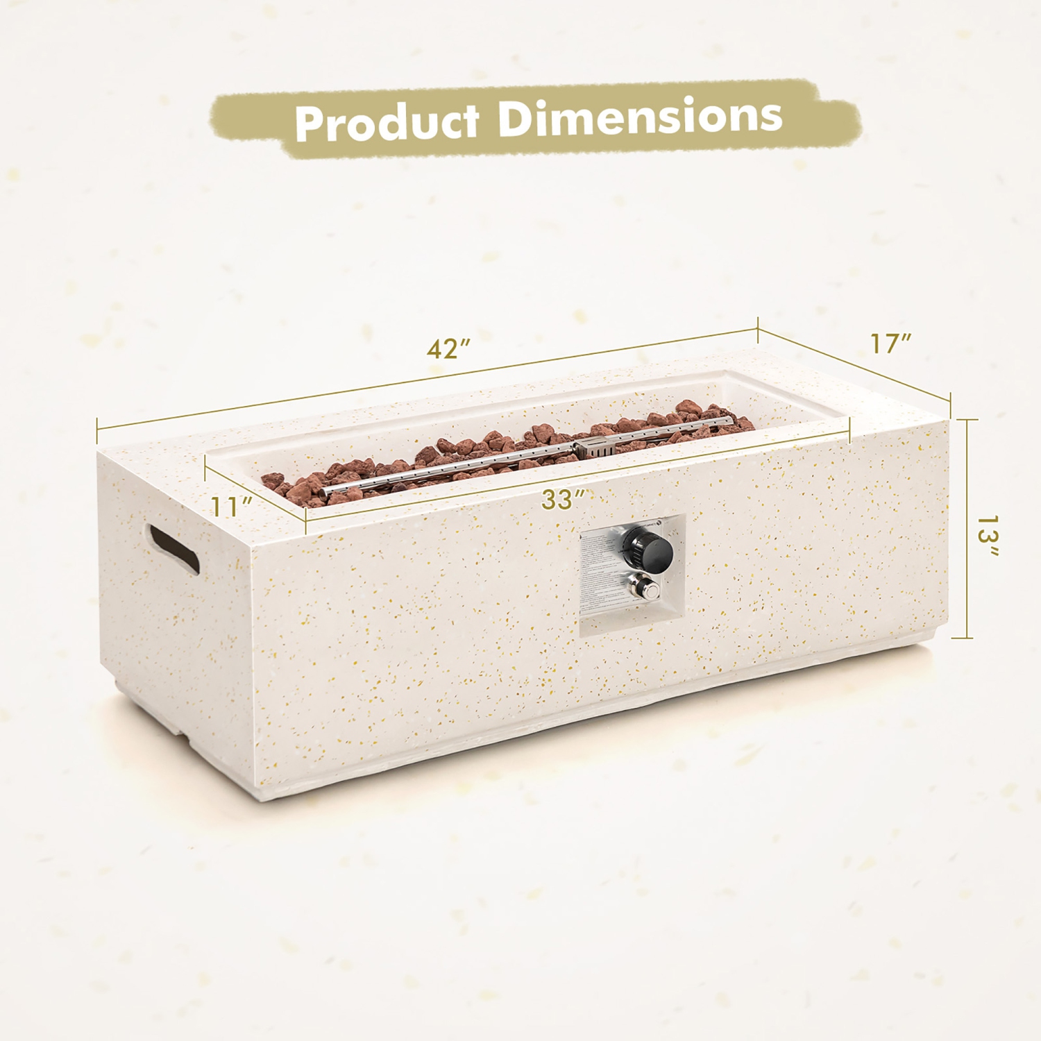 Foyer de table rectangulaire au propane de 42 po Terrazzo 50.000&nbsp;BTU de Costway avec housse en PVC