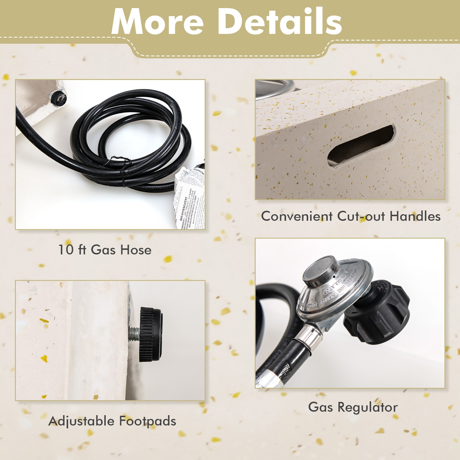 Foyer de table rectangulaire au propane de 42 po Terrazzo 50.000&nbsp;BTU de Costway avec housse en PVC