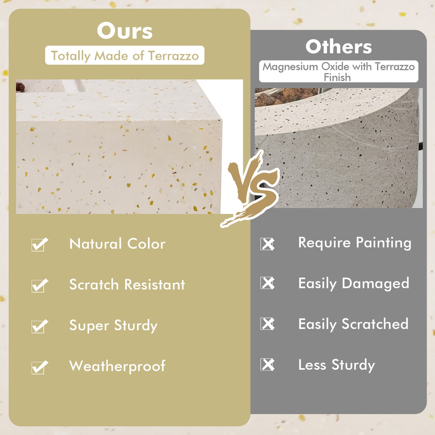 Foyer de table rectangulaire au propane de 42 po Terrazzo 50.000&nbsp;BTU de Costway avec housse en PVC