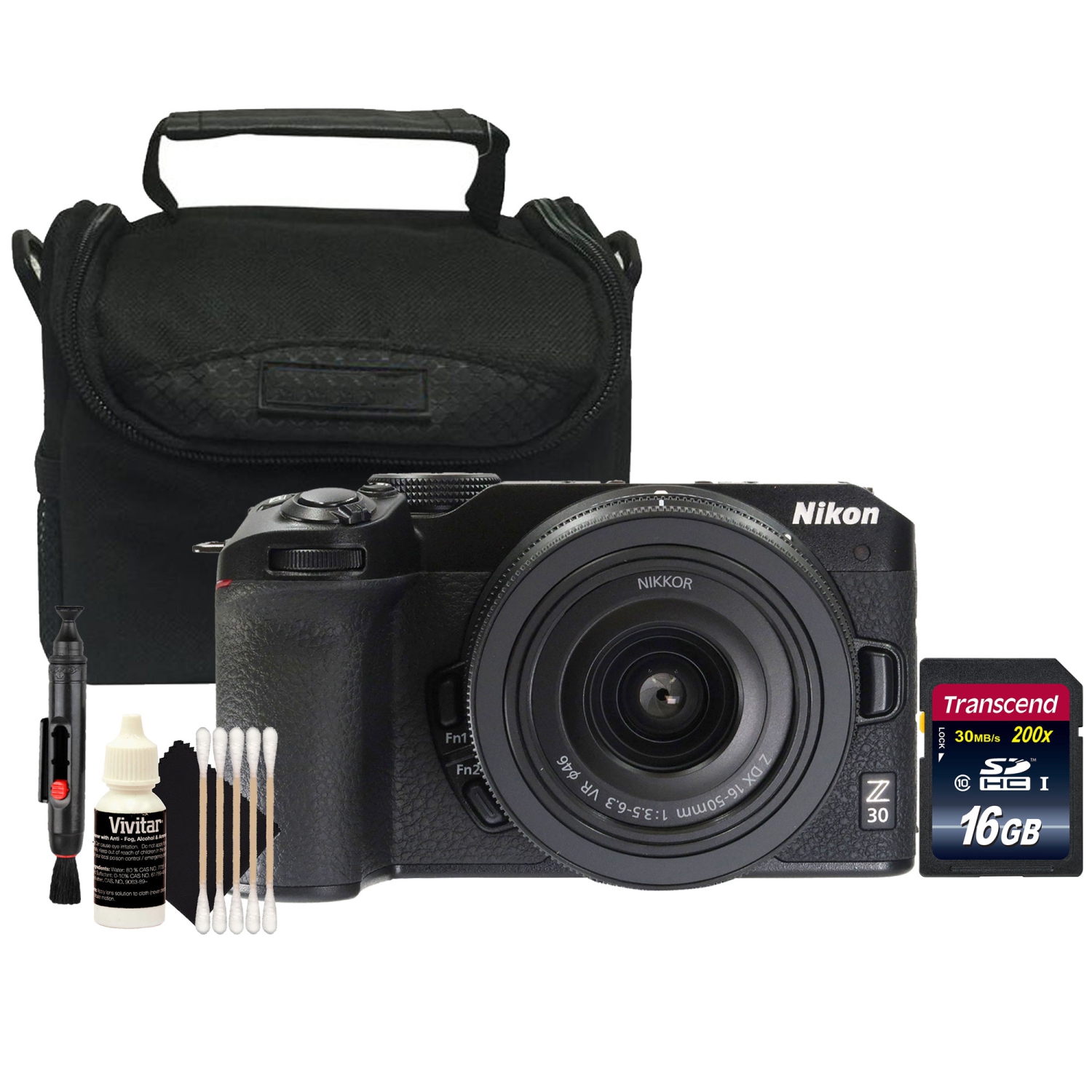 Nikon Z30 Mirrorless Camera with DX 16-50mm Lens (Black) with Starter Bundle