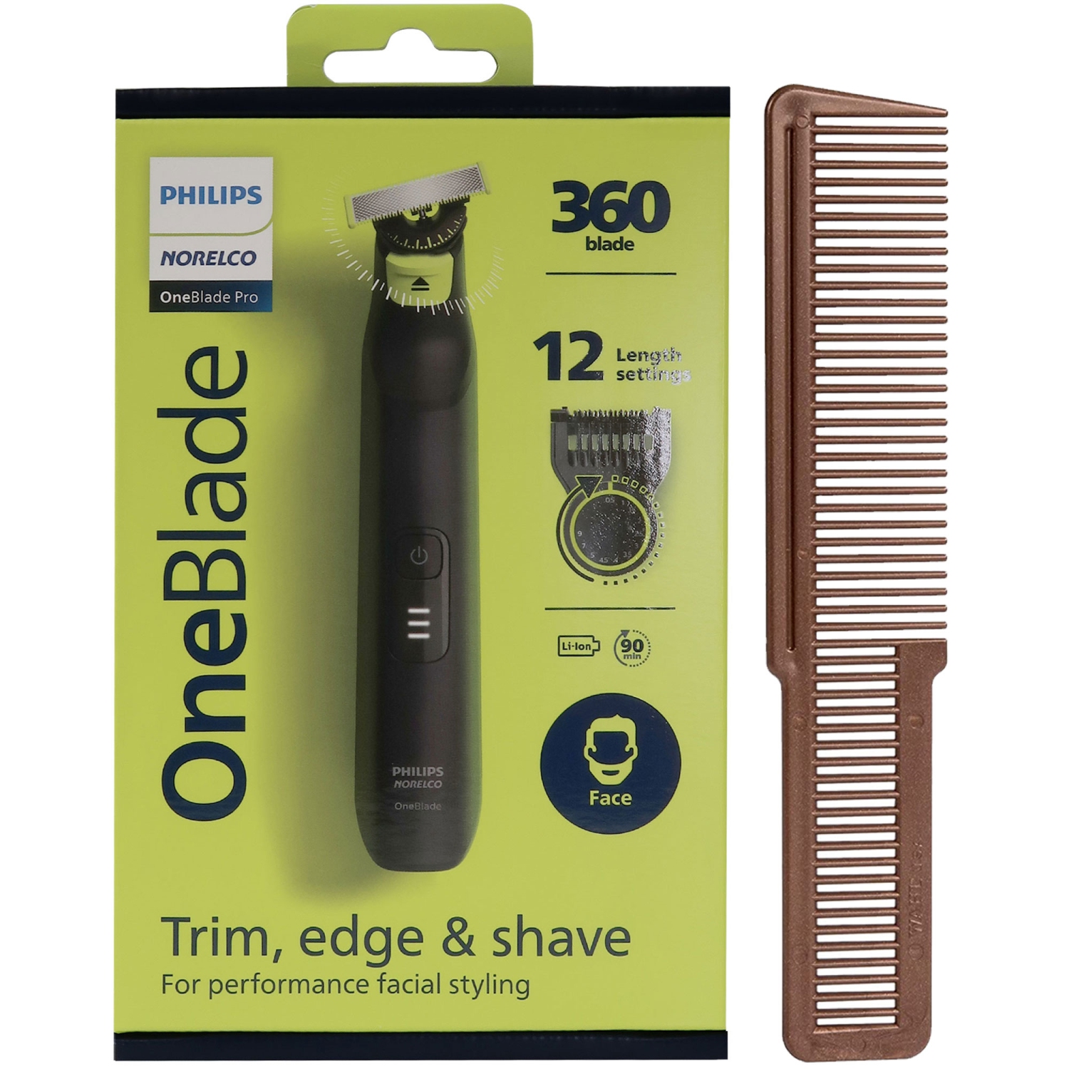 Philips Norelco OneBlade 360 Electric Trimmer QP6531/70 with Wahl Styling Comb