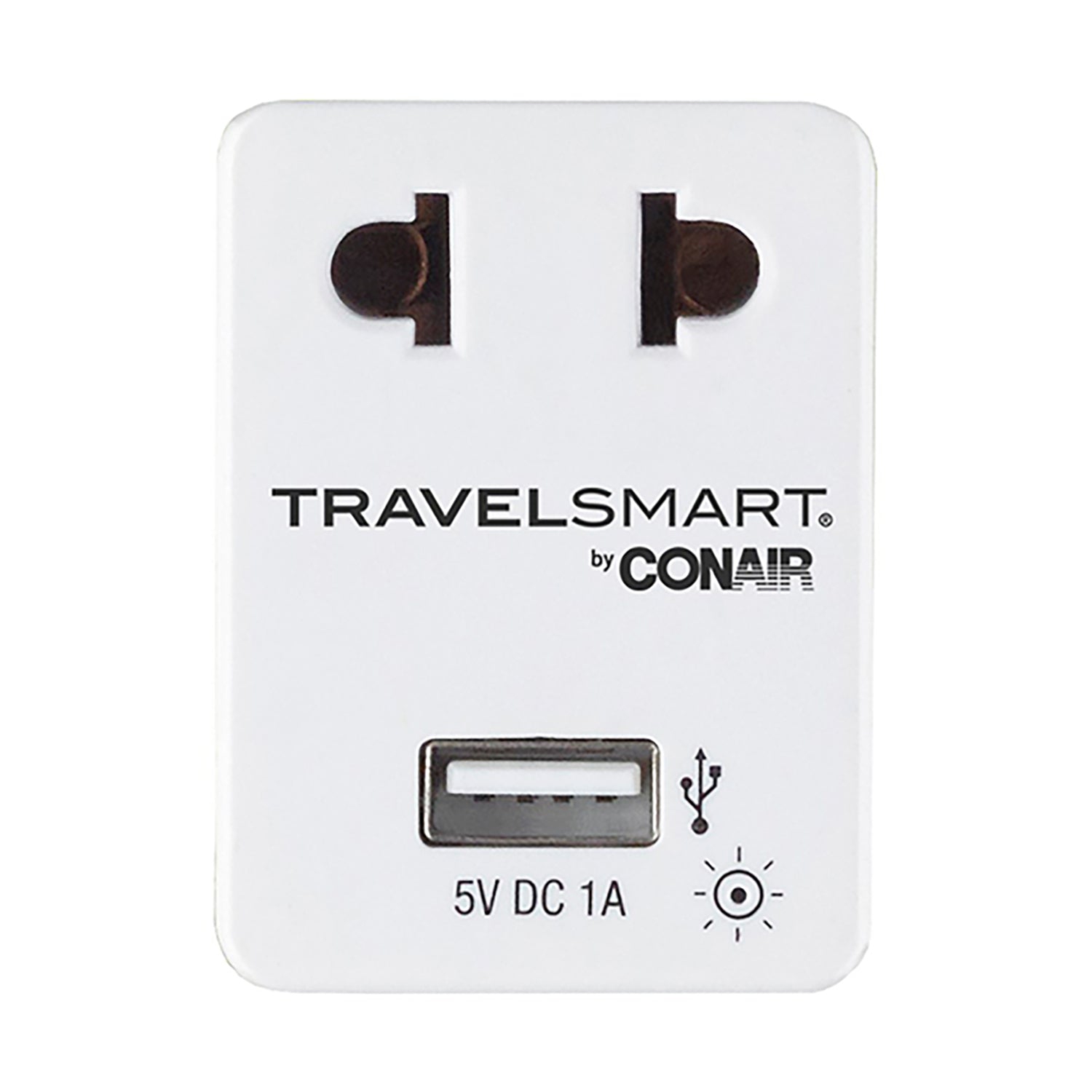 Travel Smart – Adaptateur de voyage avec port USB, blanc