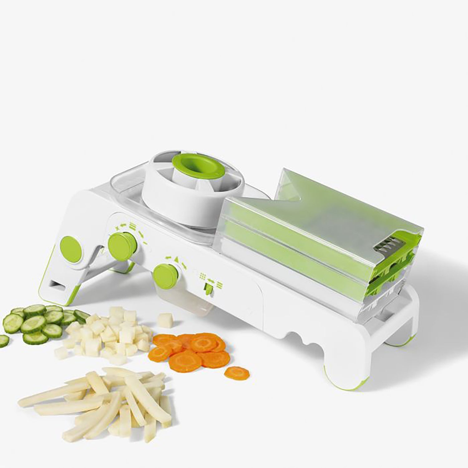 Starfrit - PRO cube mandolin, 4 interchangeable blades and grater, non-slip feet, green