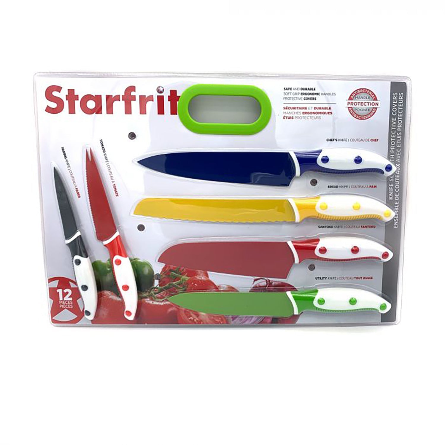 Starfrit – Ensemble de 6 couteaux de cuisine avec gaine protectrice, lame en acier inoxydable au carbone