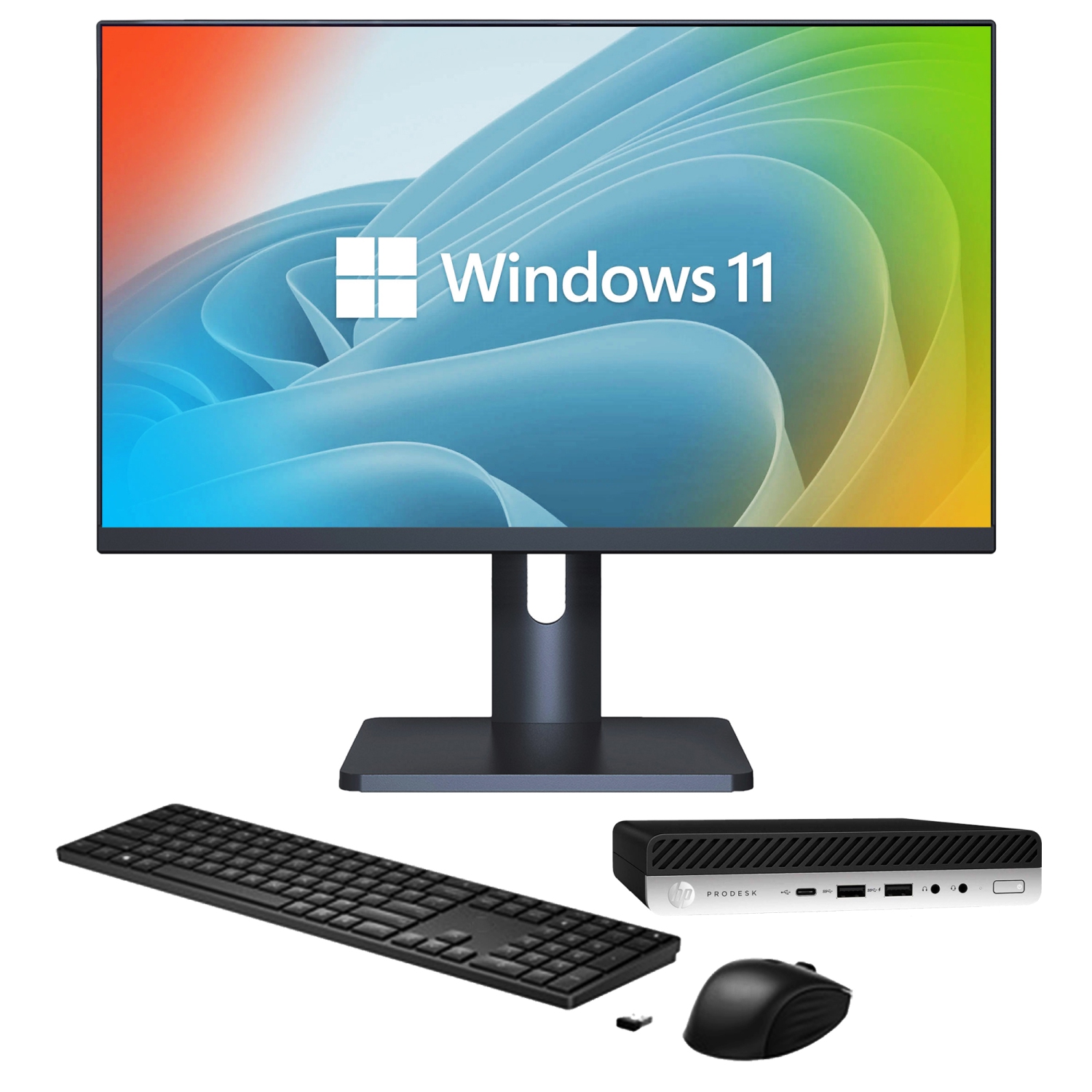 Refurbished (Good) - HP ProDesk 600 G4 Desktop Mini Business PC | Intel Core i5-8500T 8th Gen Processor | 8GB RAM | 256GB SSD | Windows 11 Pro - New 27 inch Monitor