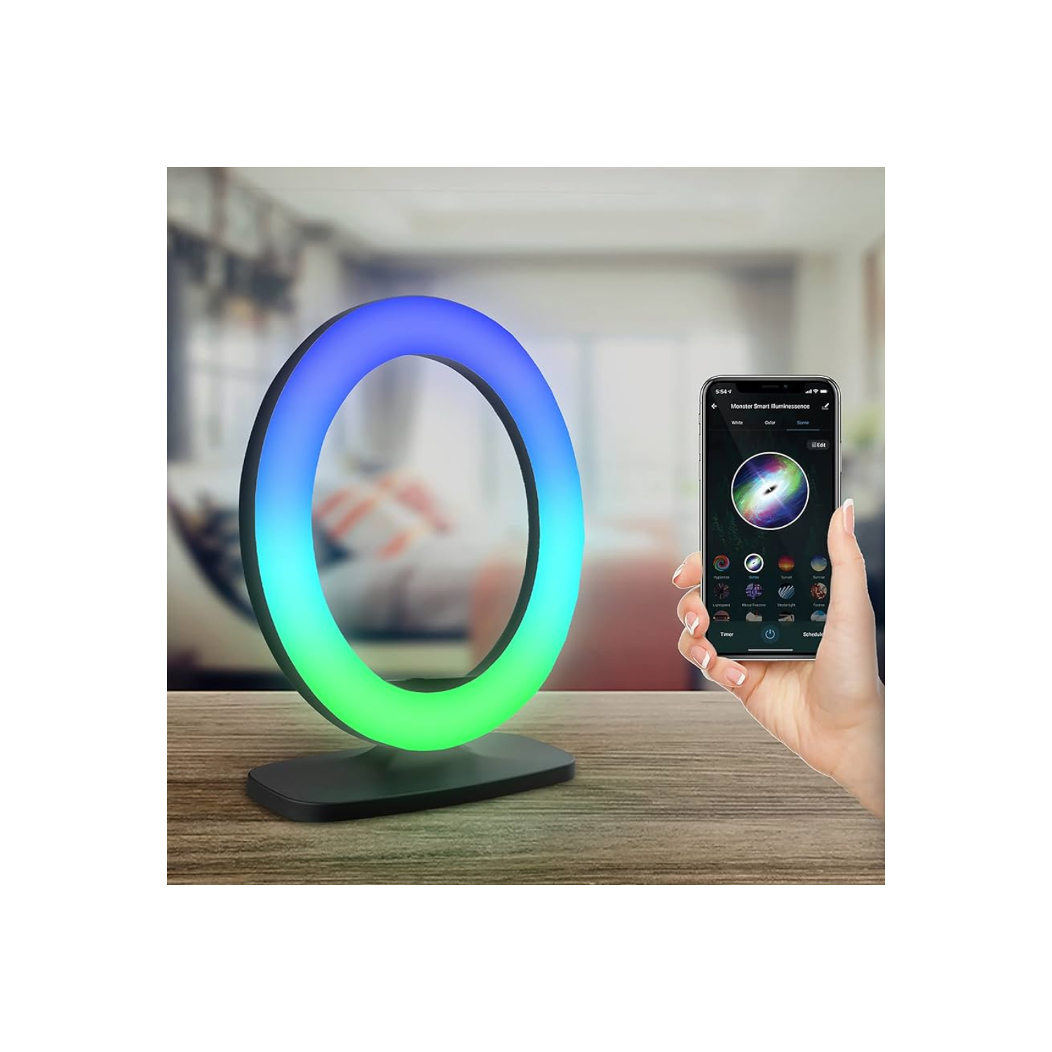 La lampe à anneau intelligent MLB7-1068-RGB Studio plus de Monster avec trousse de blogue vidéo DEL comprend un trépied avec support