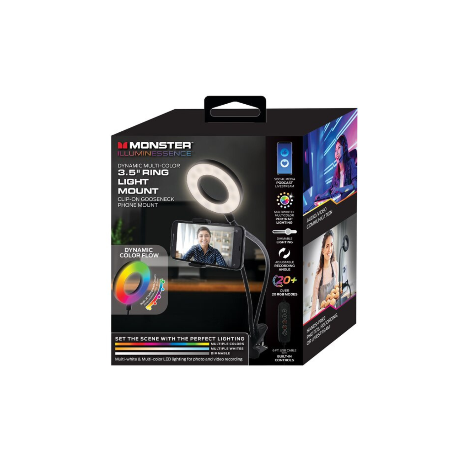 Monster MSV7-1003-RGB 3.5in LED ring light mount RGB FLOW