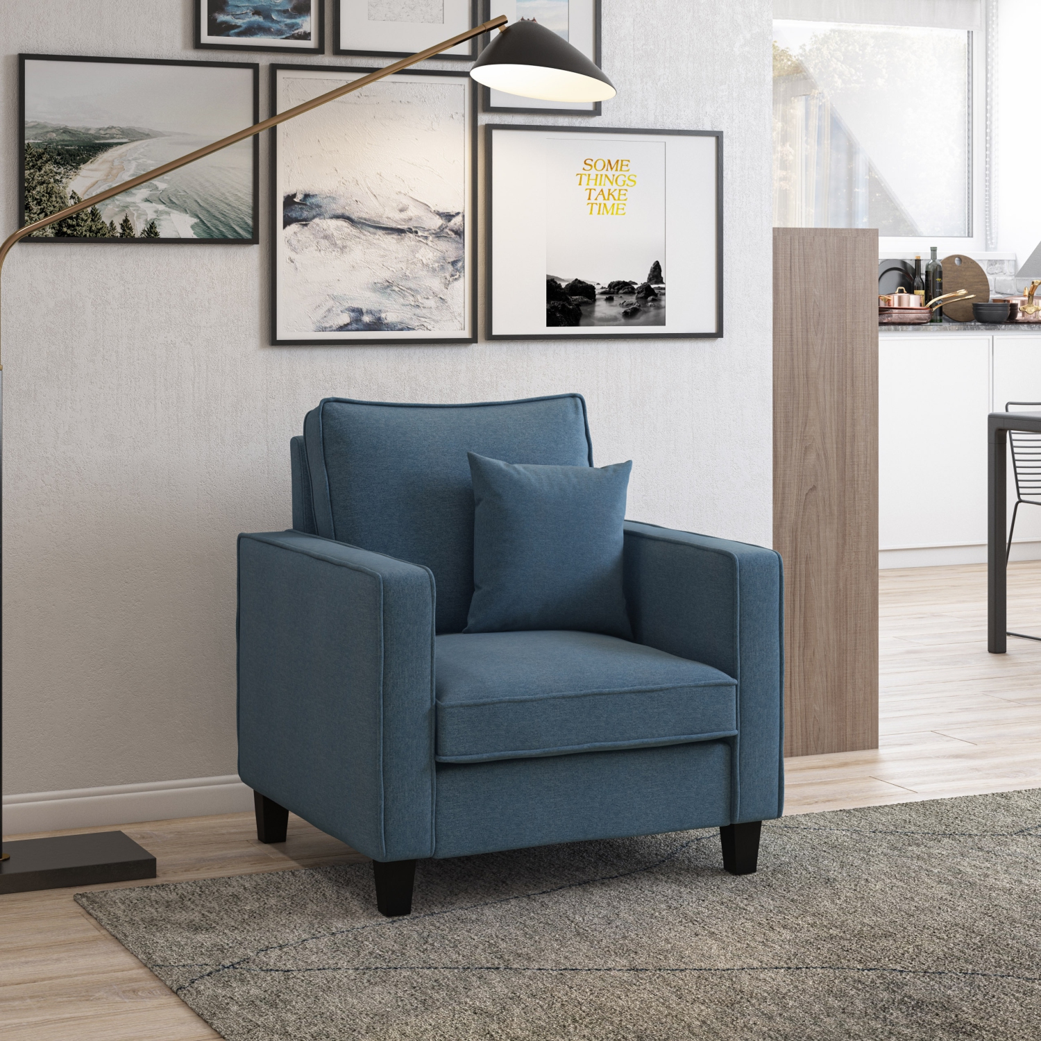 Fauteuil d'appoint en tissu bleu Georgia de CorLiving