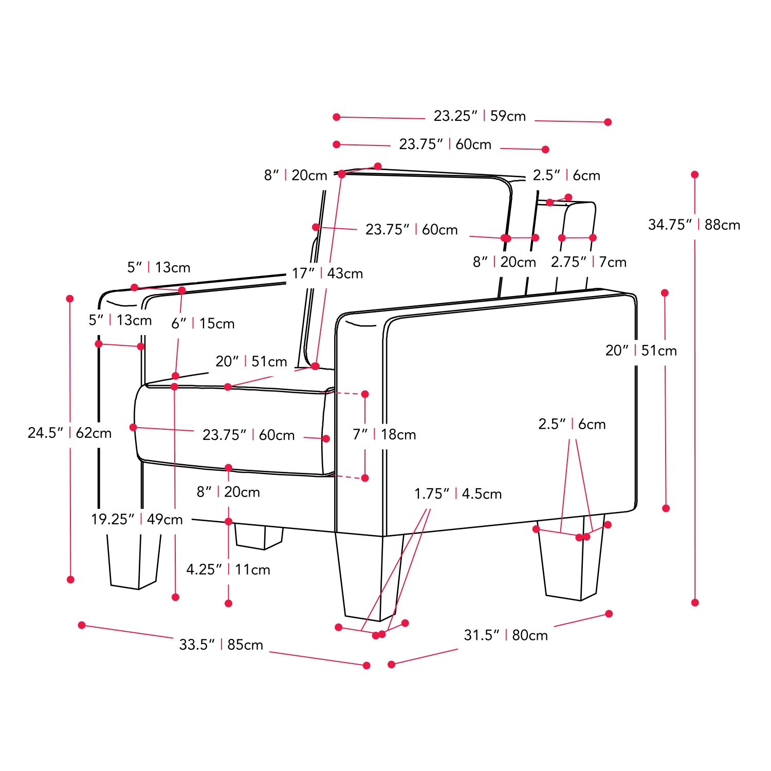 Fauteuil d'appoint en tissu bleu Georgia de CorLiving
