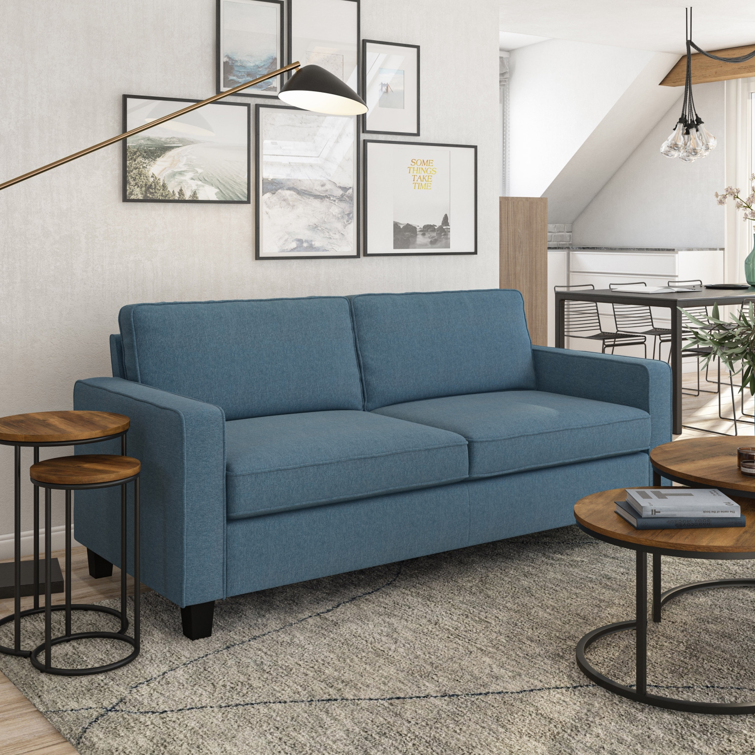 Sofa à trois sièges en tissu bleu Georgia de CorLiving
