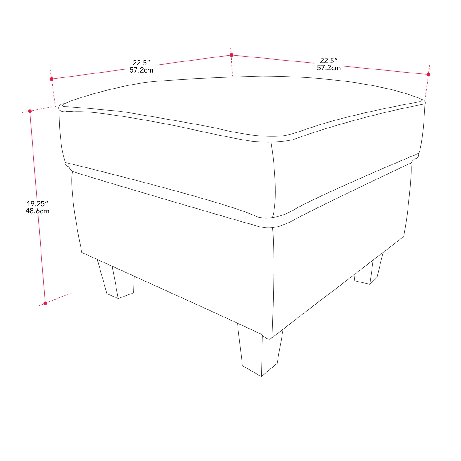 CorLiving Georgia Taupe Fabric Ottoman