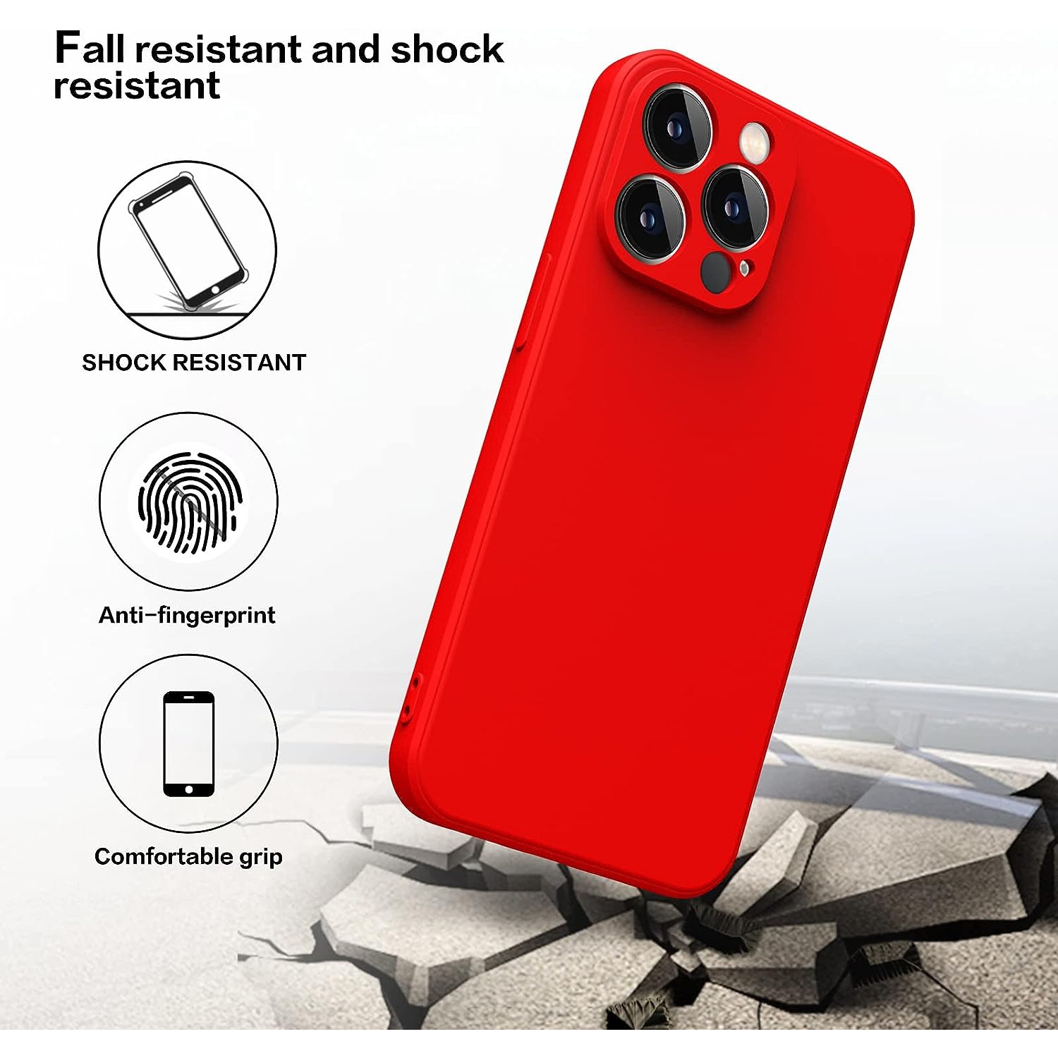 Silicone Slim Full-Body Protective Cover Case for iPhone 15 Pro, Soft Silicone Bumper Cover Shockproof Protective Anti-Scratch Case