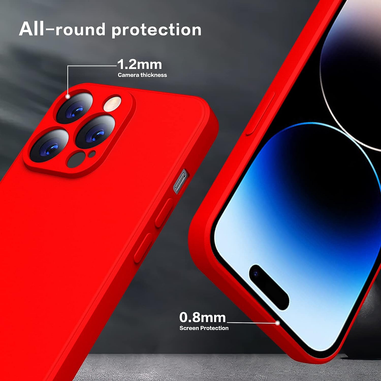 Silicone Slim Full-Body Protective Cover Case for iPhone 15 Pro, Soft Silicone Bumper Cover Shockproof Protective Anti-Scratch Case