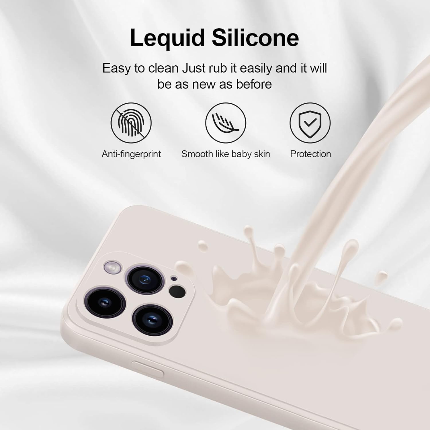 Silicone Slim Full-Body Protective Cover Case for iPhone 15 Pro, Soft Silicone Bumper Cover Shockproof Protective Anti-Scratch Case