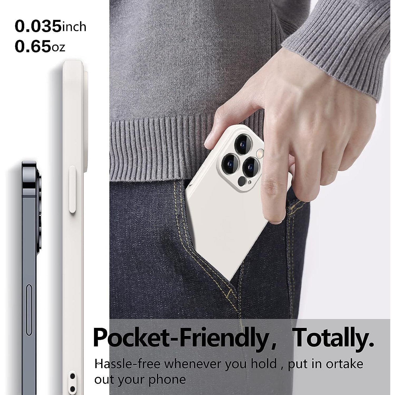 Silicone Slim Full-Body Protective Cover Case for iPhone 15 Pro, Soft Silicone Bumper Cover Shockproof Protective Anti-Scratch Case