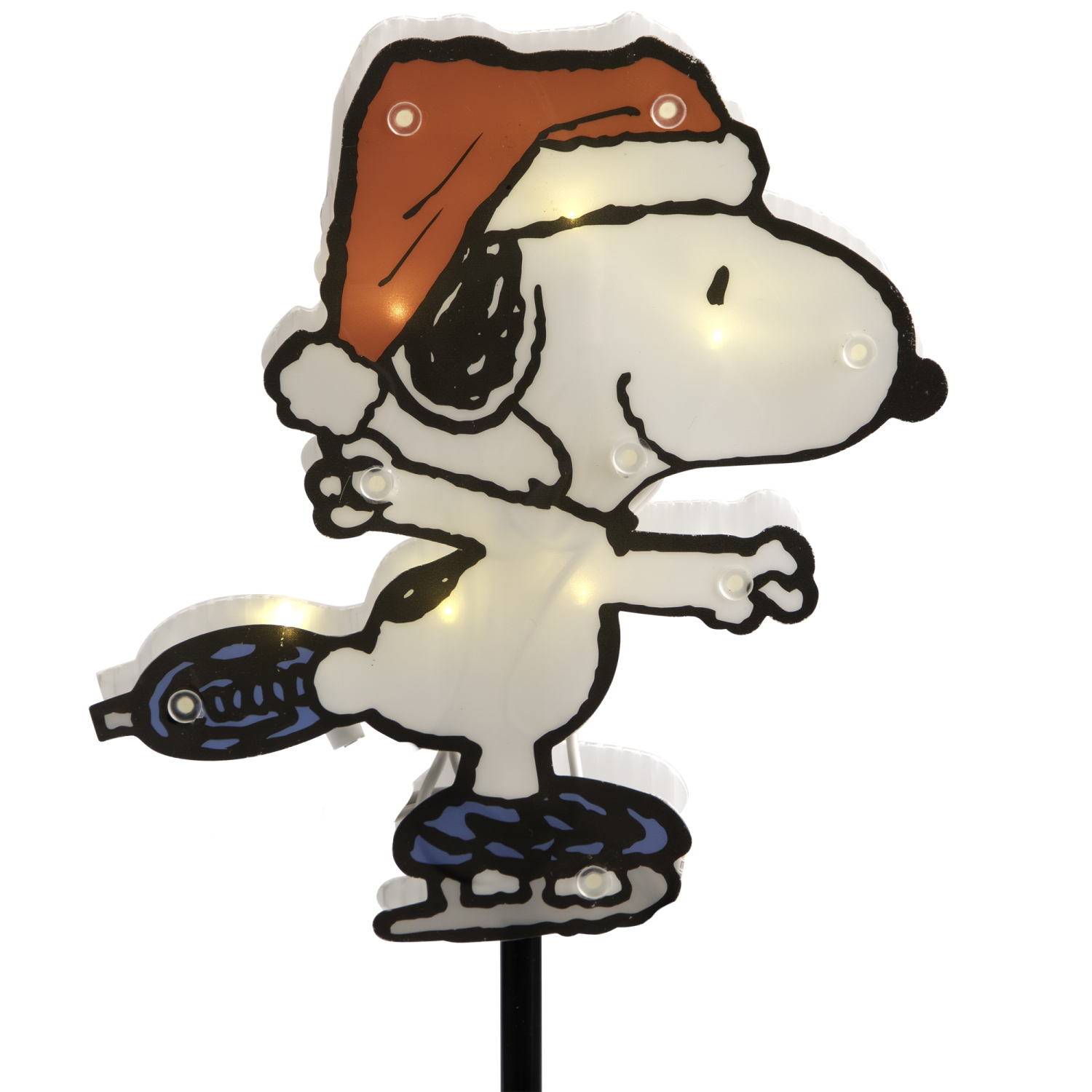Marqueurs pour allée de Noël avec patinage sur glace Snoopy and Peanuts de Illuminé - Lumières transparentes - Ensemble de 4