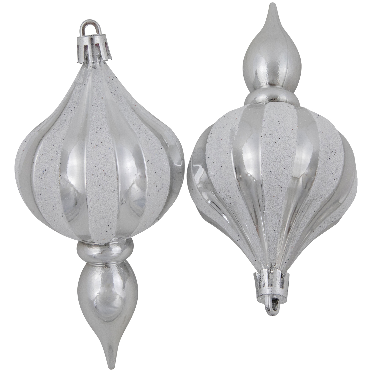 8ct Silver Shatterproof Finial Christmas Ornaments, 4.75"