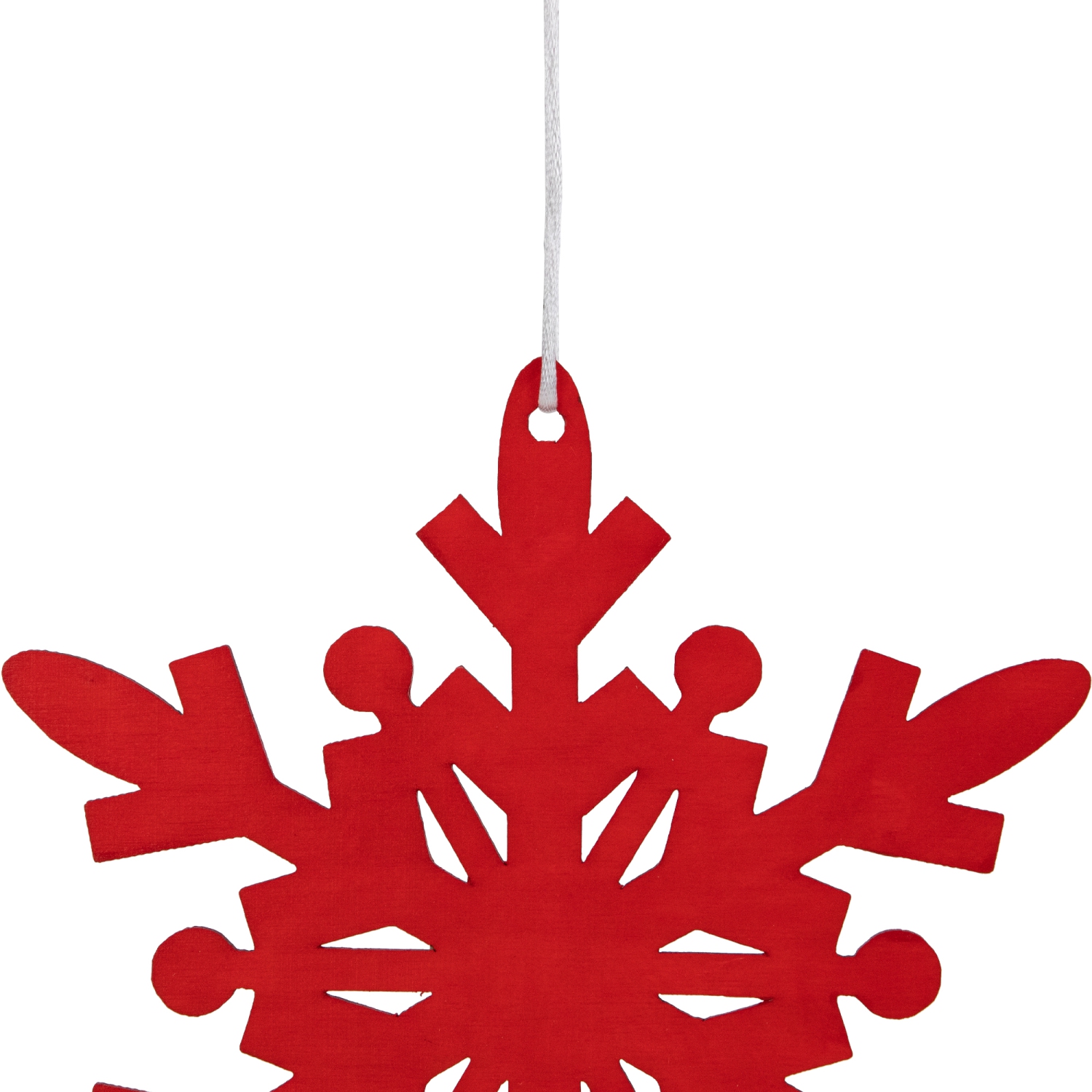 6-Point Hanging Wooden Snowflake Christmas Ornament - 7.75" - Red
