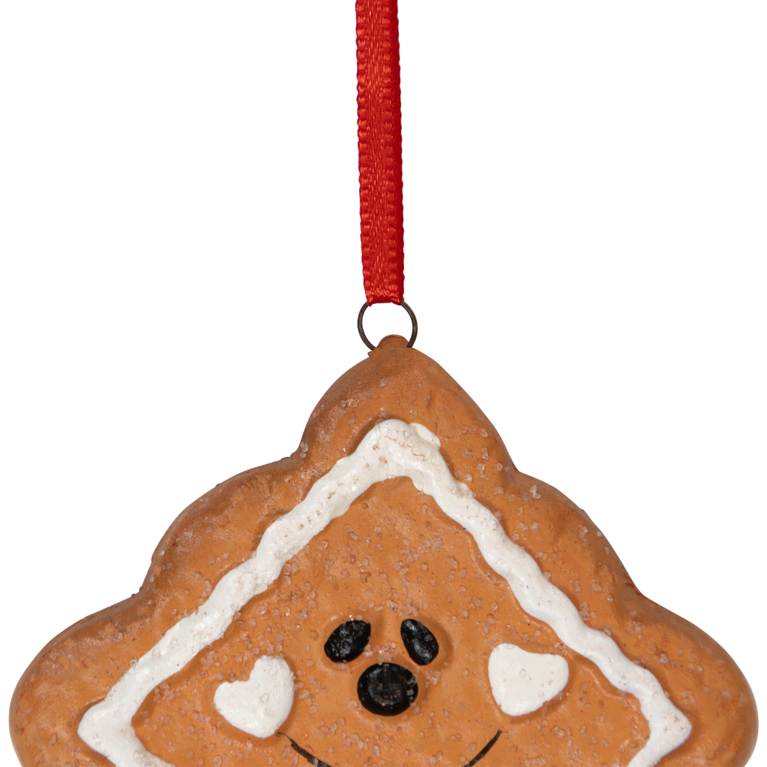 Gingerbread Heart Star Tree and Diamond Christmas Ornaments - 2.5" - Brown - Set of 4