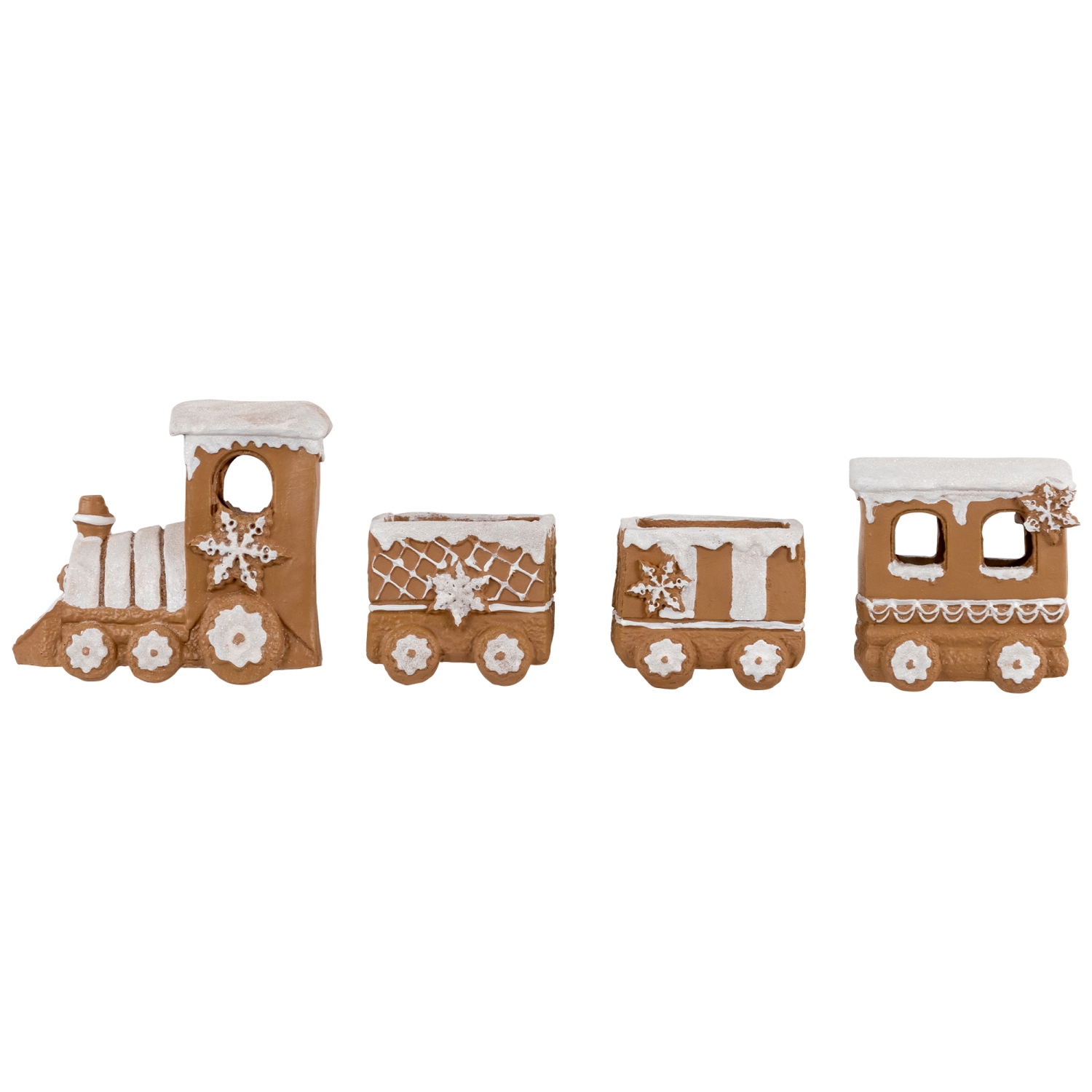 Frosted Snowflake Gingerbread Train Christmas Decoration - 5.5" - 4-Piece