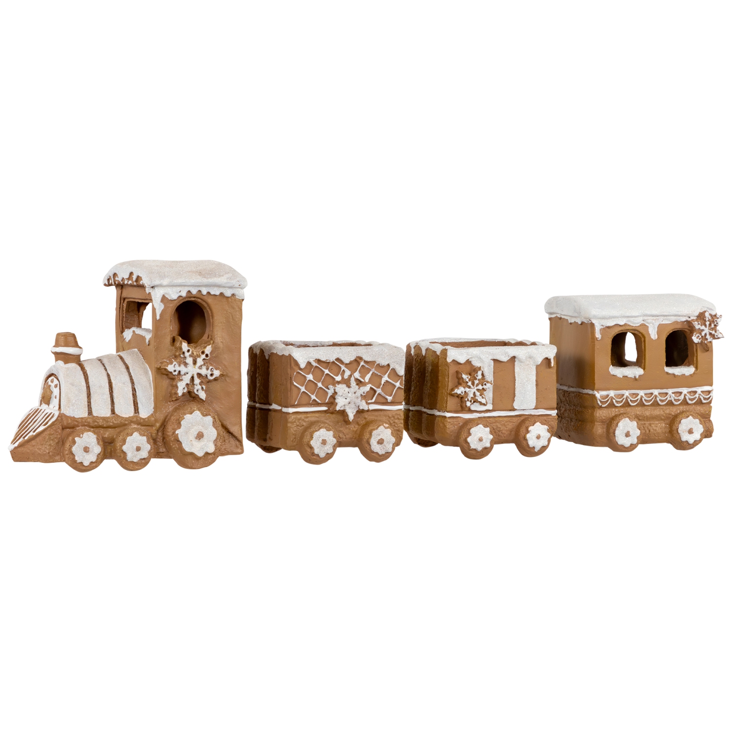 Frosted Snowflake Gingerbread Train Christmas Decoration - 5.5" - 4-Piece