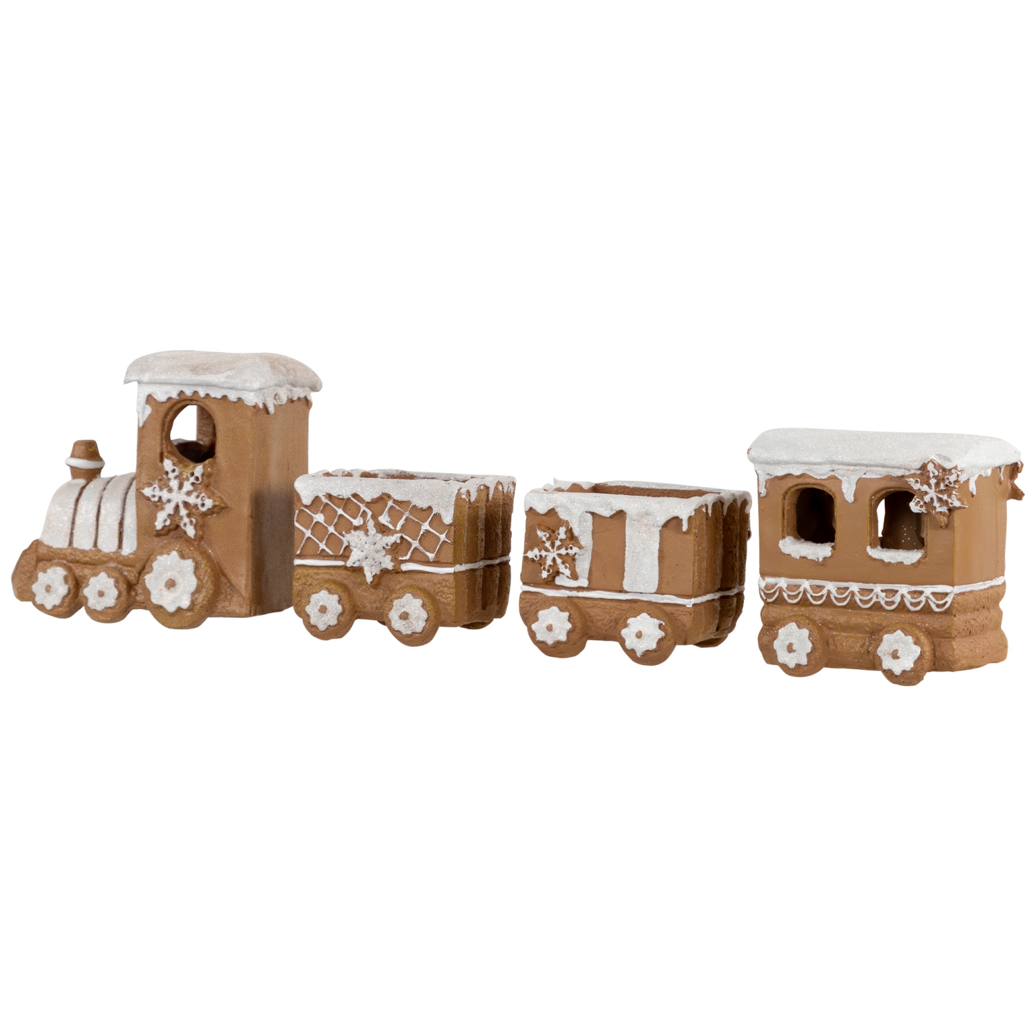 Frosted Snowflake Gingerbread Train Christmas Decoration - 5.5" - 4-Piece
