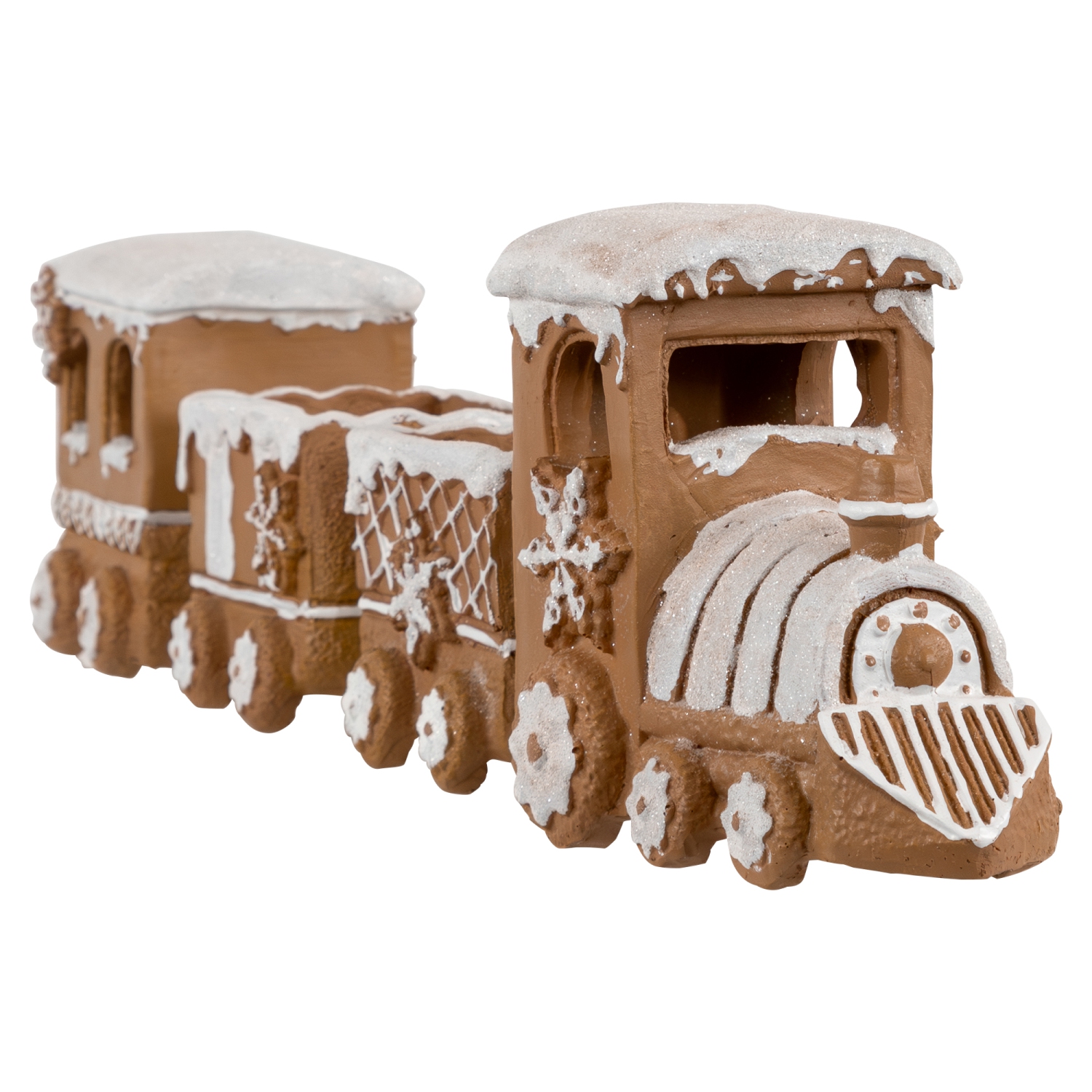 Frosted Snowflake Gingerbread Train Christmas Decoration - 5.5" - 4-Piece