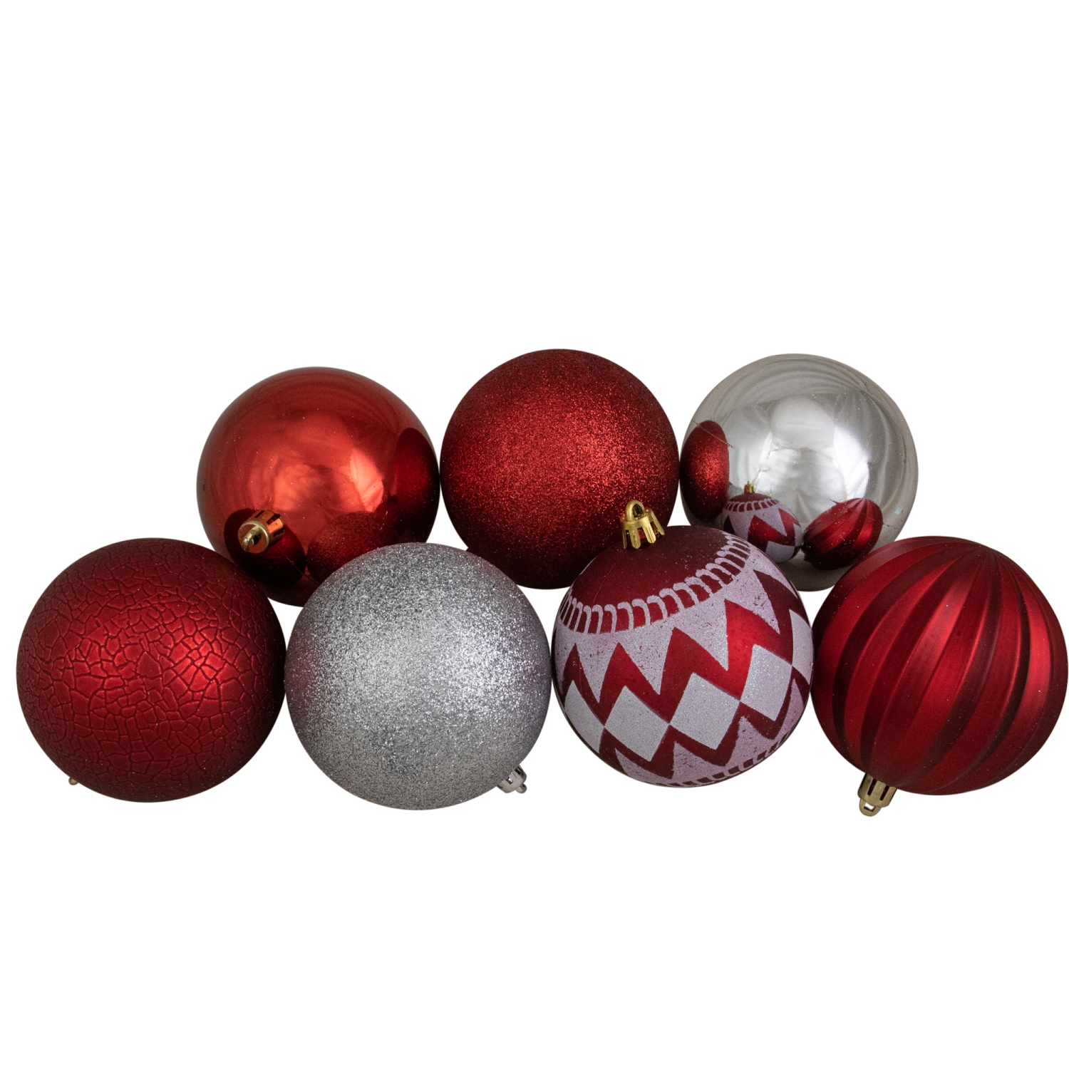Shatterproof 3-Finish Christmas Ball and Finial Ornaments - Red and Silver - 75ct