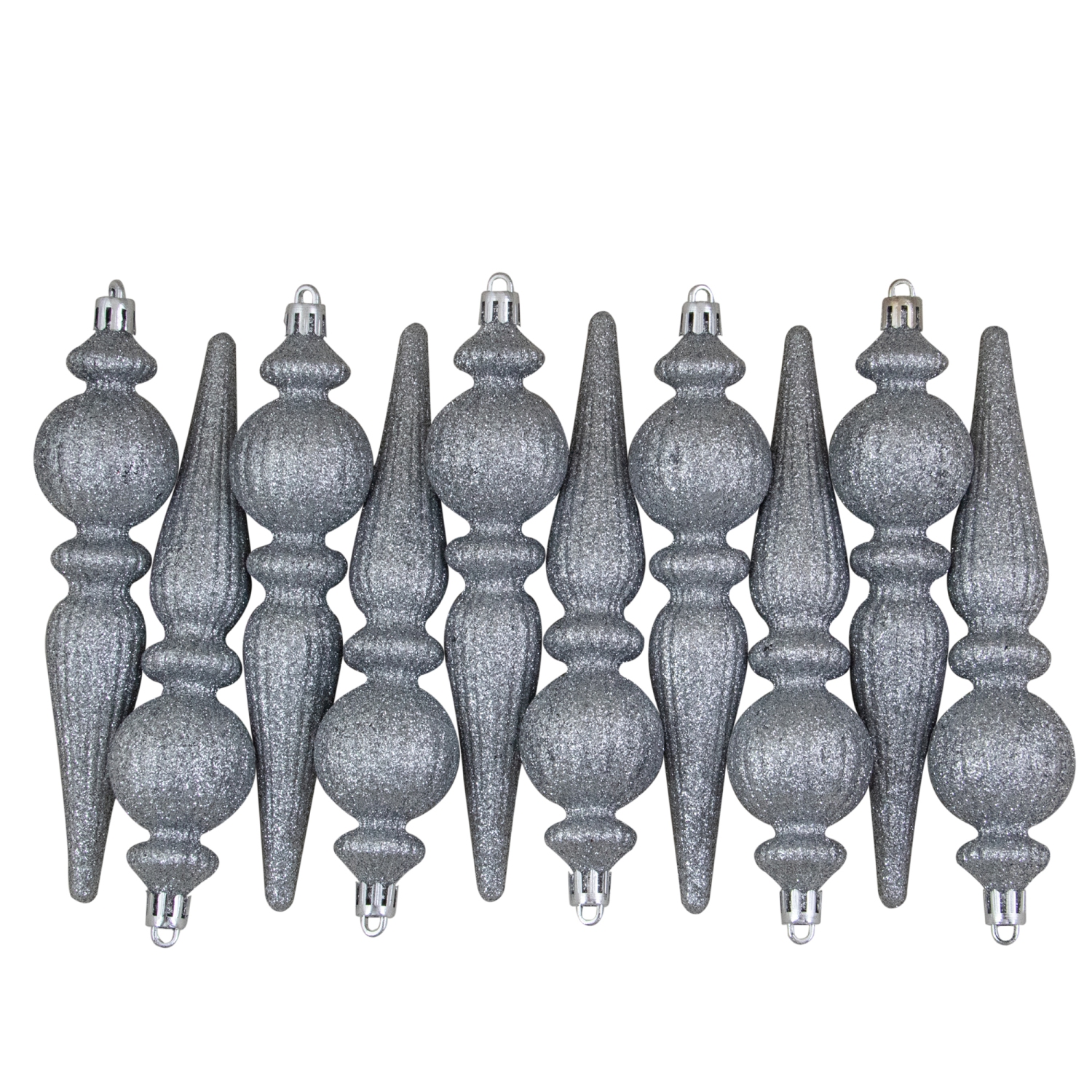 Shatterproof 3-Finish Christmas Ball and Finial Ornaments - Red and Silver - 75ct