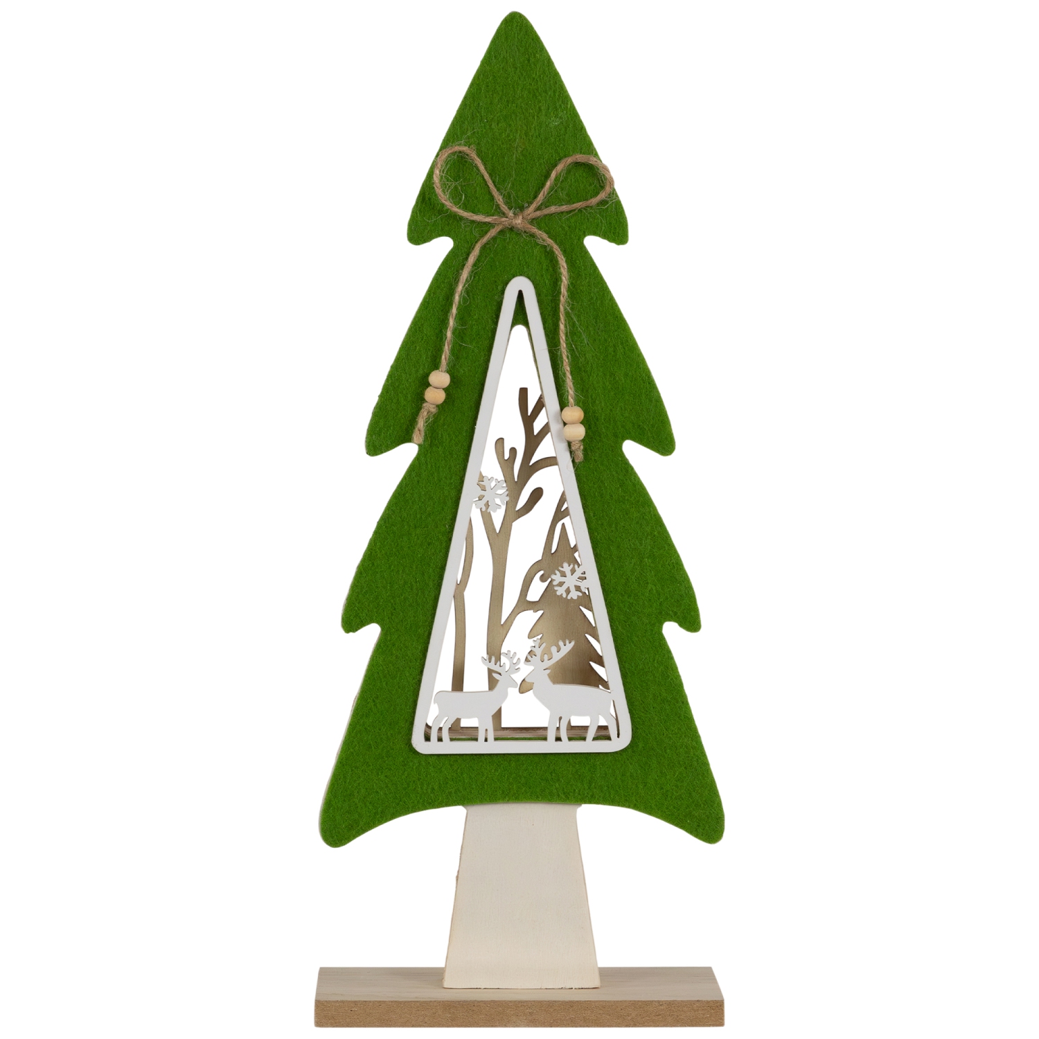 Décoration de Noël en bois avec scène de renne dans la forêt - 12 po