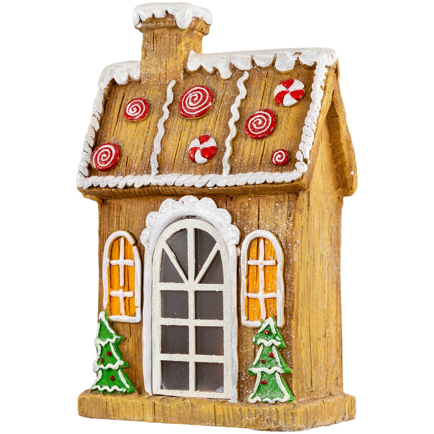 LED Lighted Peppermint Gingerbread House Christmas Decoration - 14"