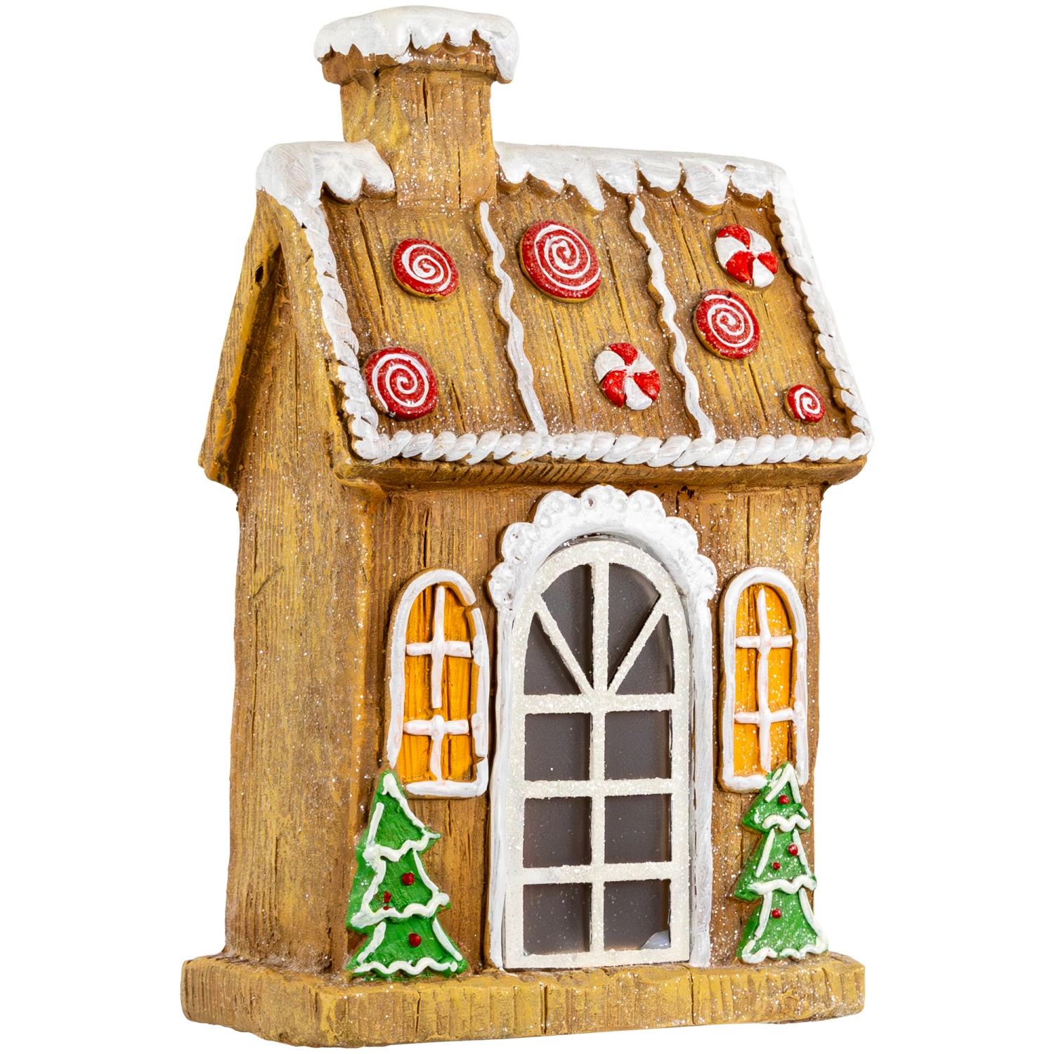 LED Lighted Peppermint Gingerbread House Christmas Decoration - 14"