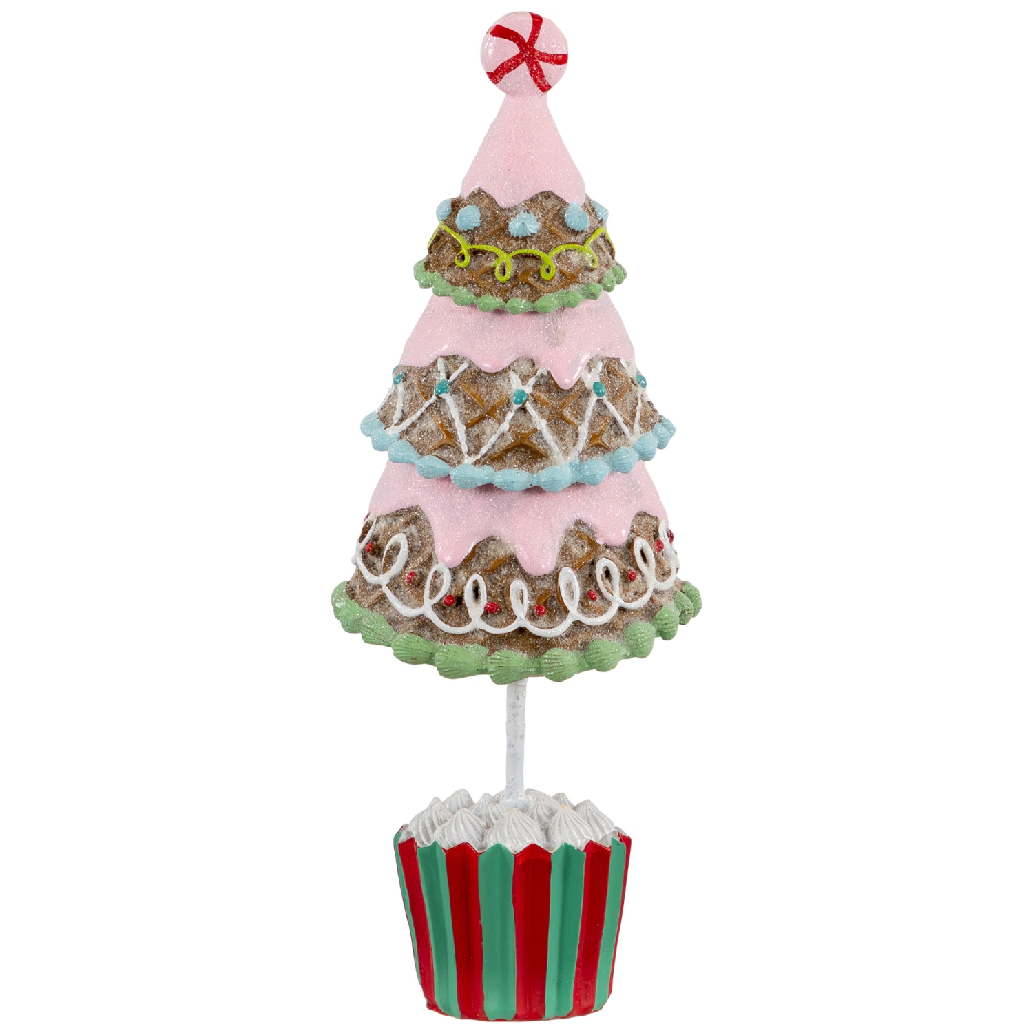 Frosted Waffle Cone Christmas Cupcake Tree - 10.25"