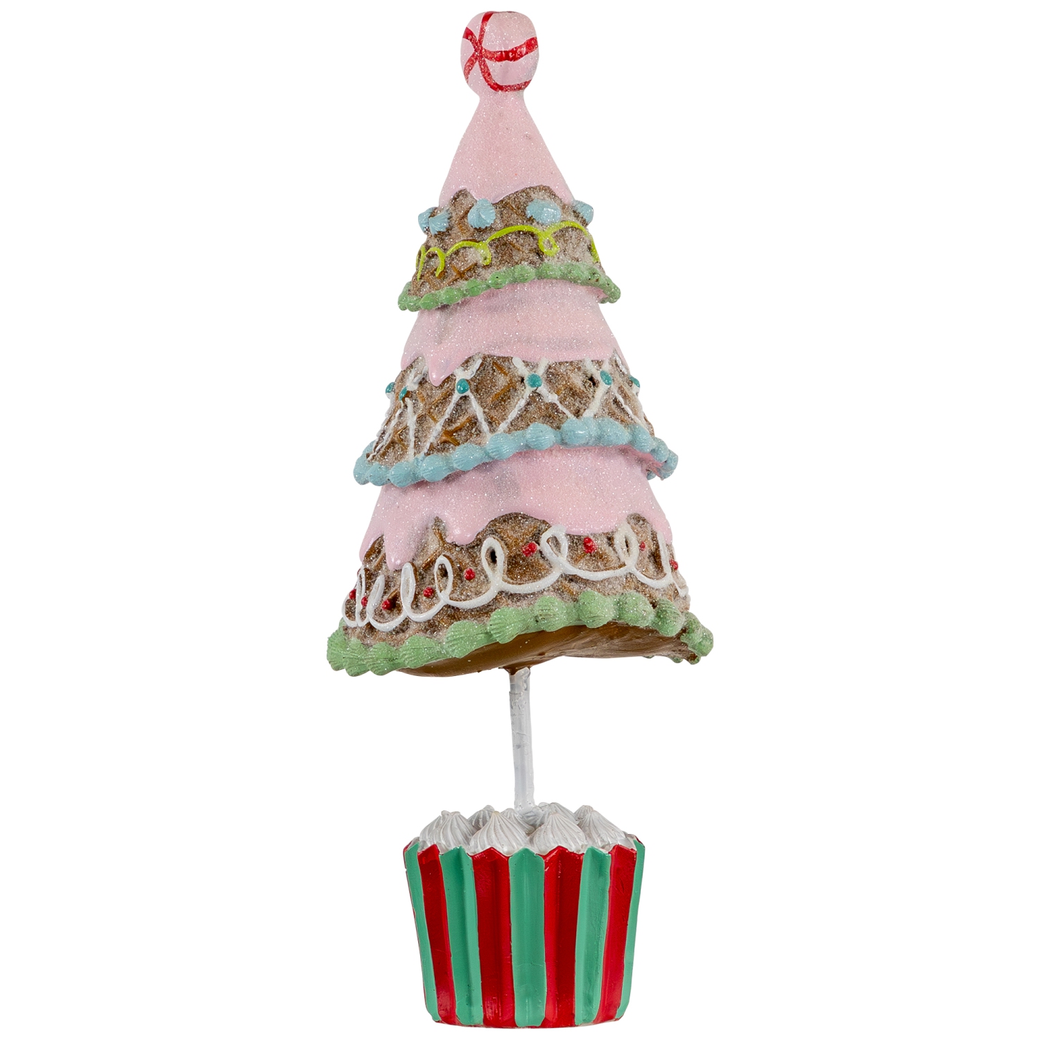 Frosted Waffle Cone Christmas Cupcake Tree - 10.25"