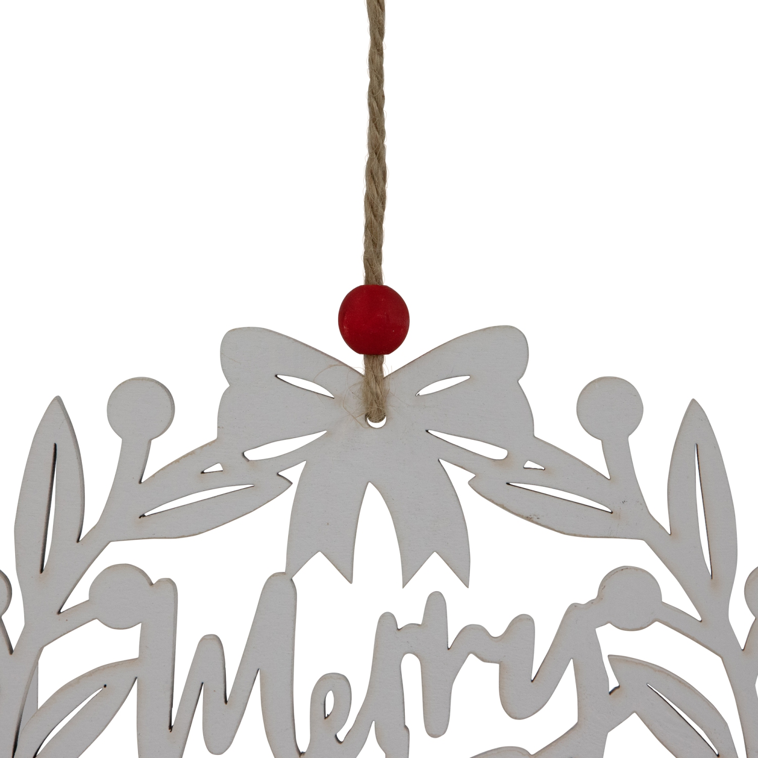 8" White "Merry Christmas" Wreath Cutout Hanging Ornament