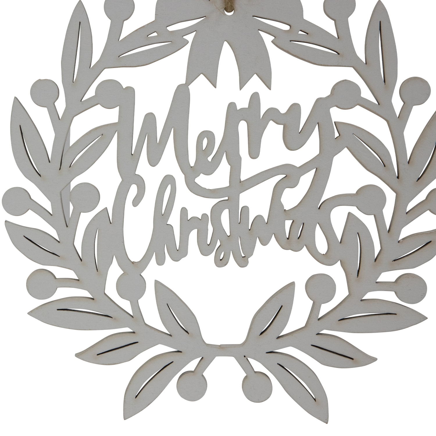 8" White "Merry Christmas" Wreath Cutout Hanging Ornament