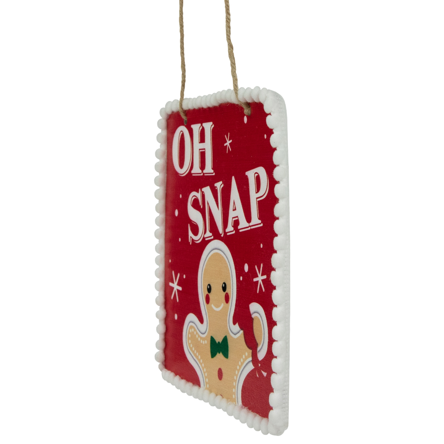 6.25" Gingerbread Man "OH SNAP" Square Christmas Ornament