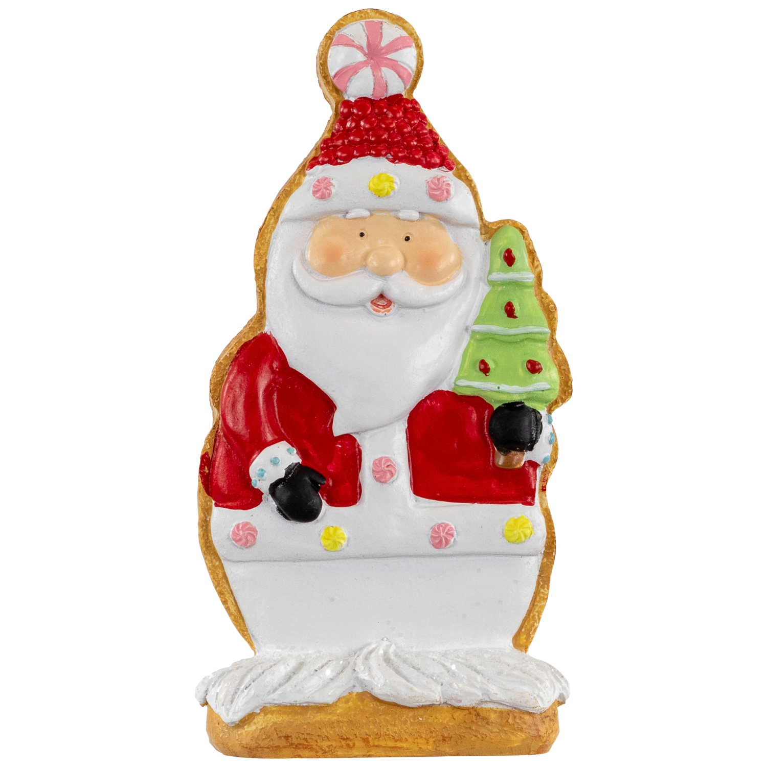 Gingerbread Santa with Tree Christmas Figurine - 7"