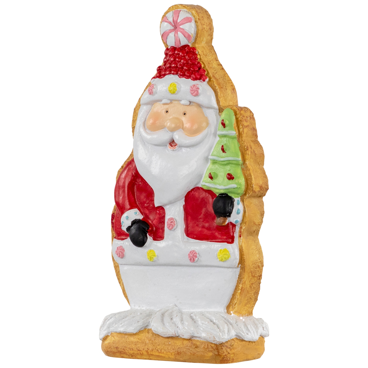 Gingerbread Santa with Tree Christmas Figurine - 7"