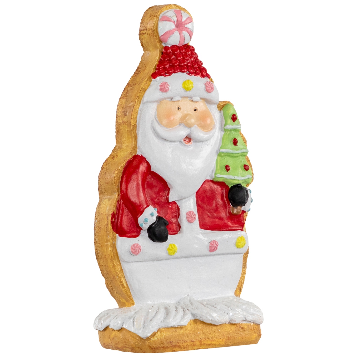Gingerbread Santa with Tree Christmas Figurine - 7"