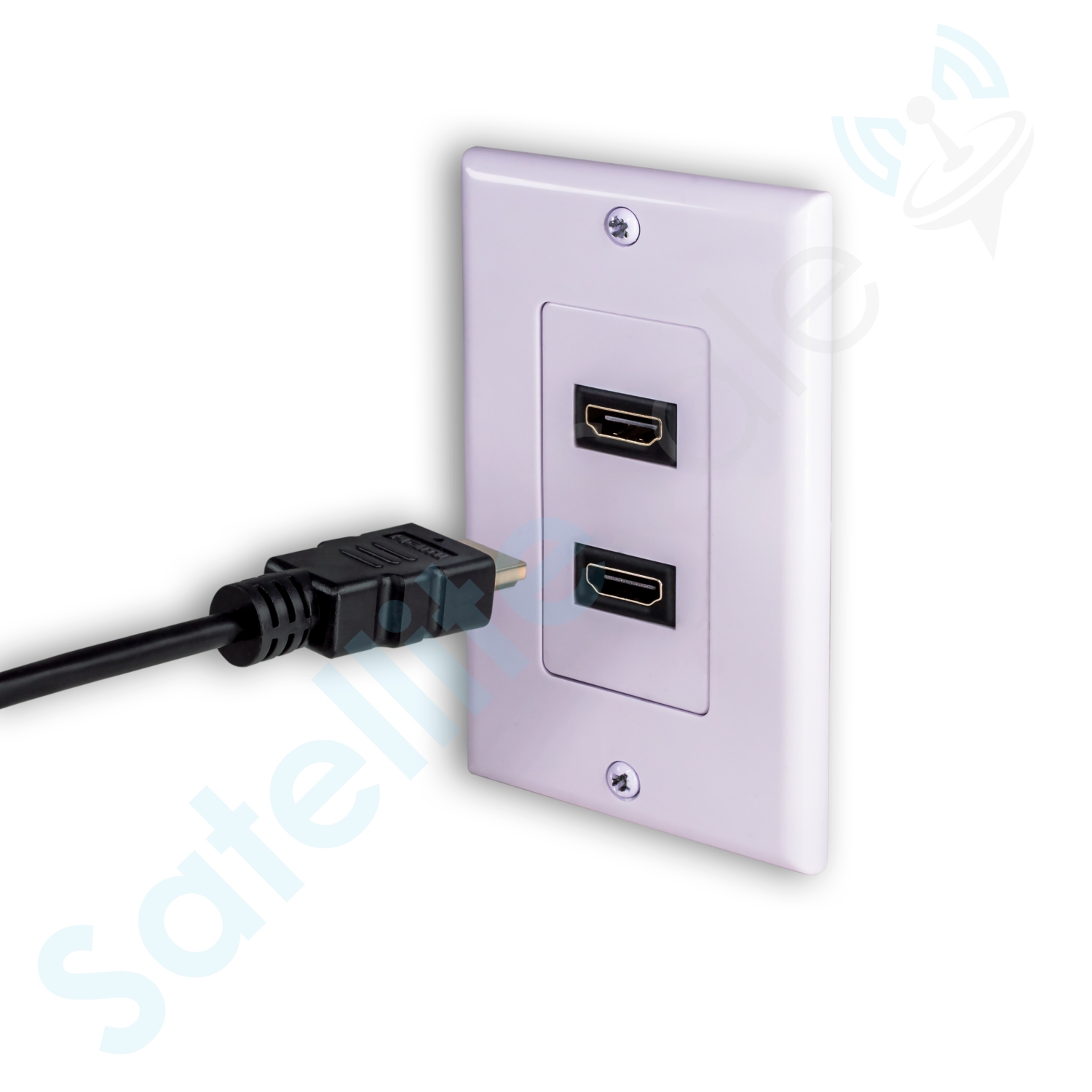 SatelliteSale Universal HDMI 1.4 Wall Plate Female to Female 10.2Gbps 4K/30Hz White With Screws And Wall Bracket Included