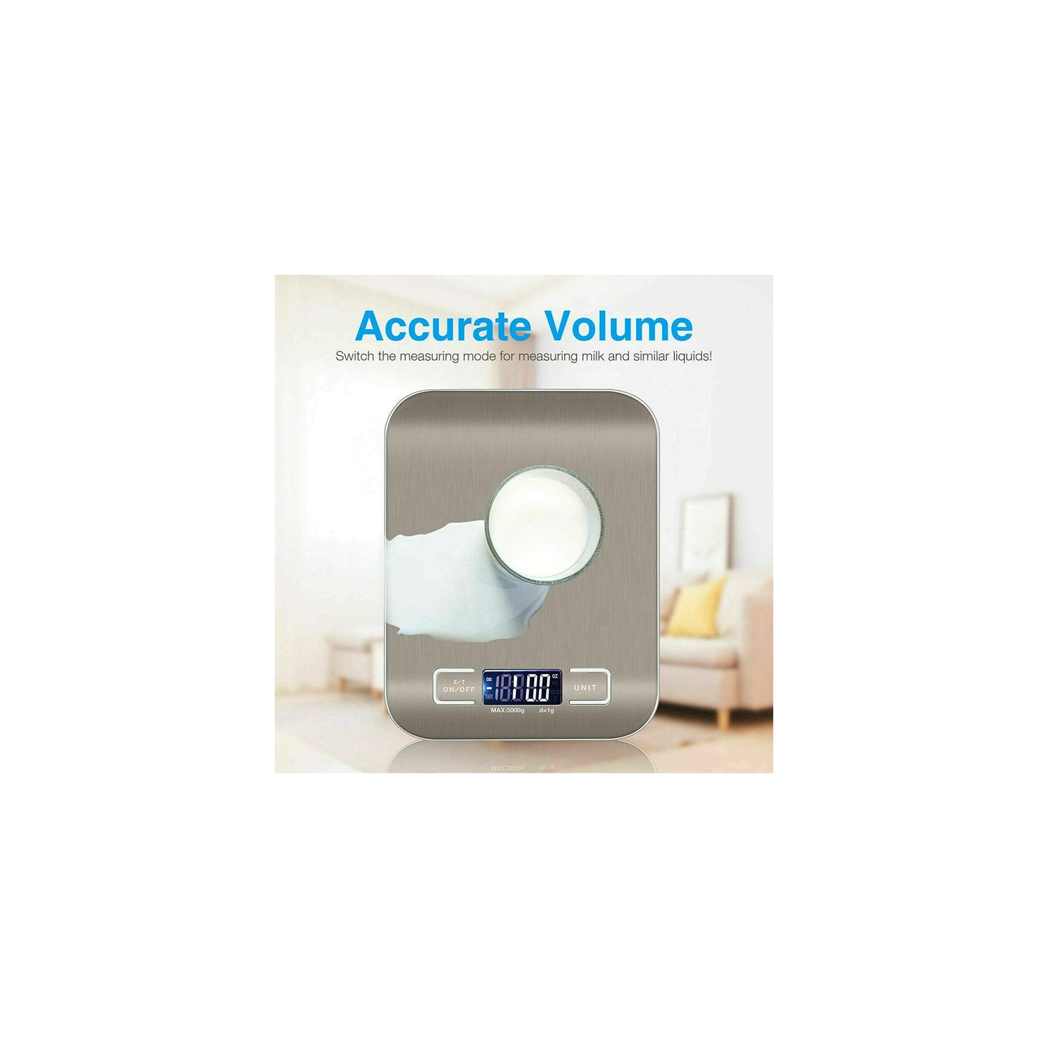 Balance numérique de cuisine de 5 lb, argenté, Balance alimentaire de 11Lb lb et écran ACL de 5KG lb