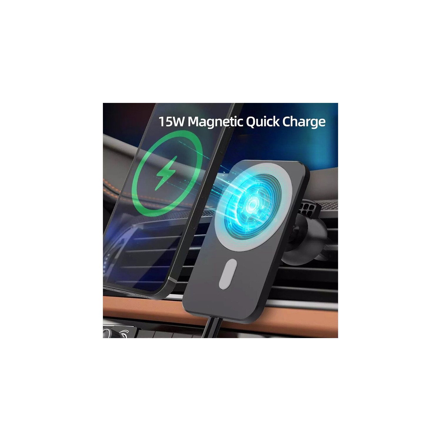 Adaptateur de chargeur magnétique rapide sans fil pour l'auto MagSafe de 15&nbsp;W pour iPhone 15 14 13 12 11 Pro Max mini