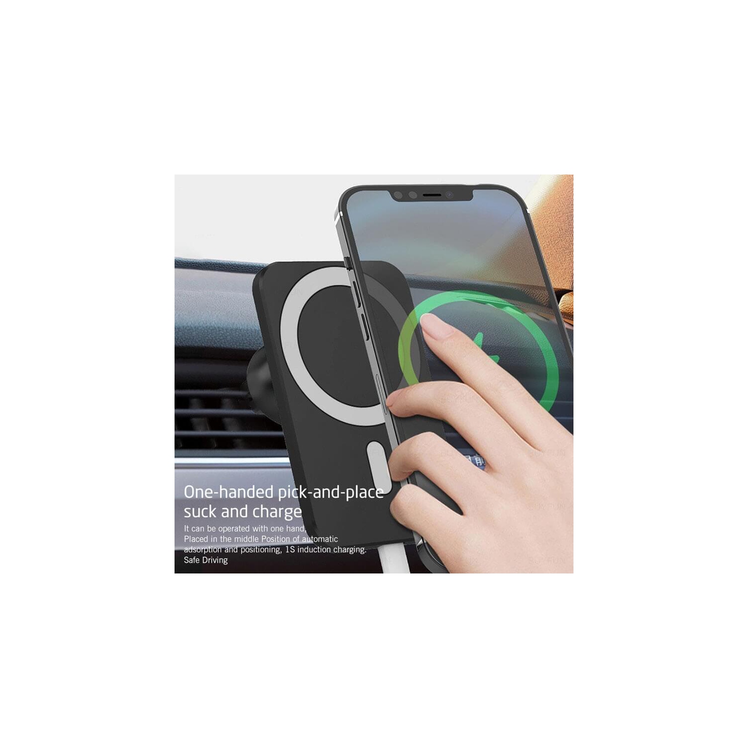 Adaptateur de chargeur magnétique rapide sans fil pour l'auto MagSafe de 15&nbsp;W pour iPhone 15 14 13 12 11 Pro Max mini