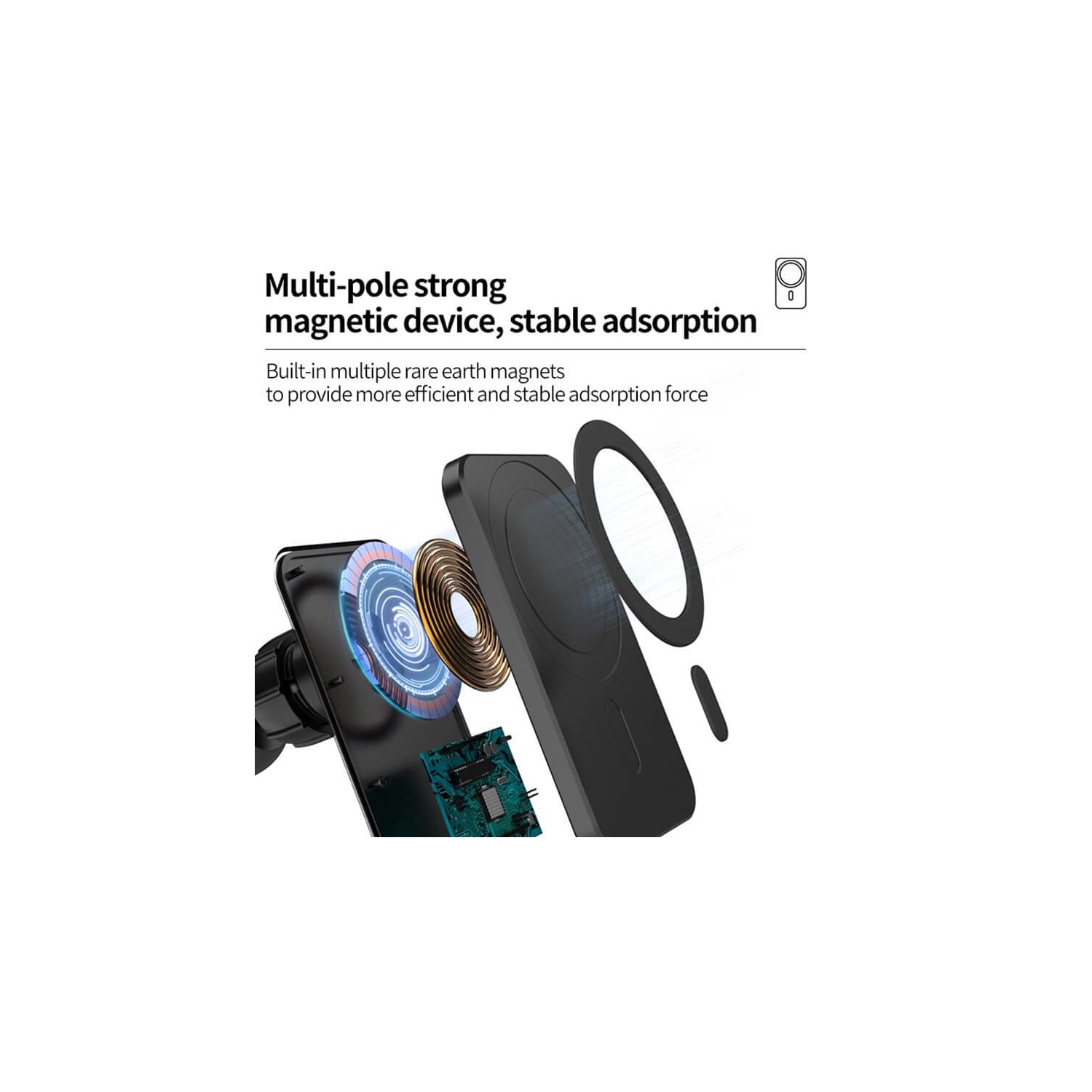 Adaptateur de chargeur magnétique rapide sans fil pour l'auto MagSafe de 15&nbsp;W pour iPhone 15 14 13 12 11 Pro Max mini