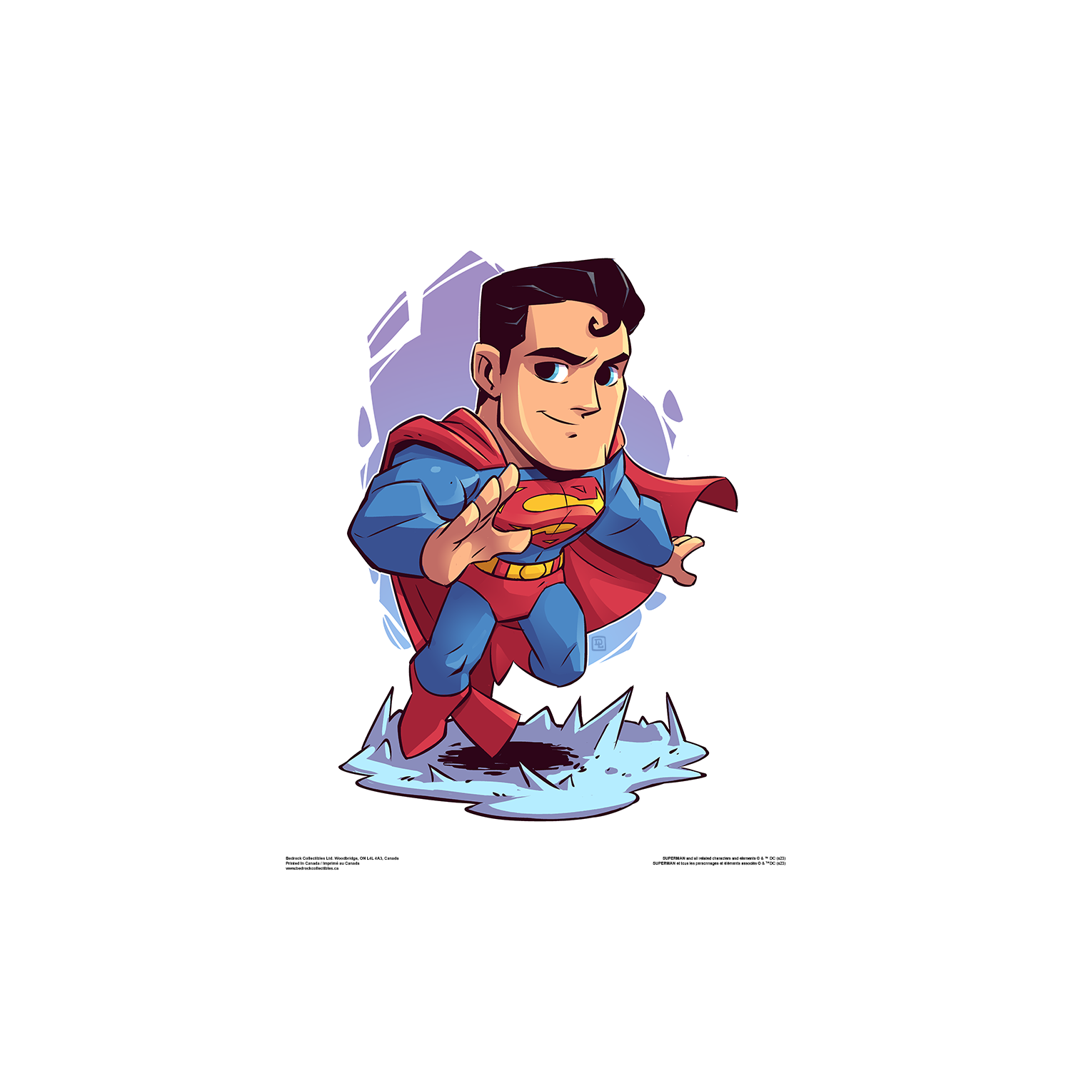 Bedrock Collectibles – Imprimé Chibitz de DC Comics Superman, 8 x 10 po, sans cadre