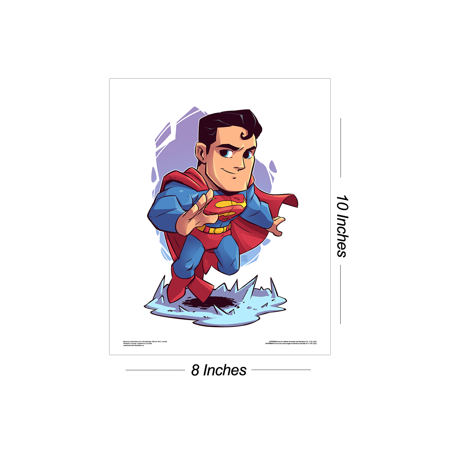 Bedrock Collectibles – Imprimé Chibitz de DC Comics Superman, 8 x 10 po, sans cadre