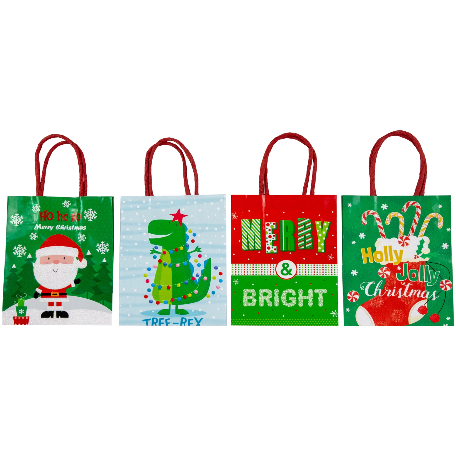 20-Count Assorted Paper Christmas Themed Gift Bags