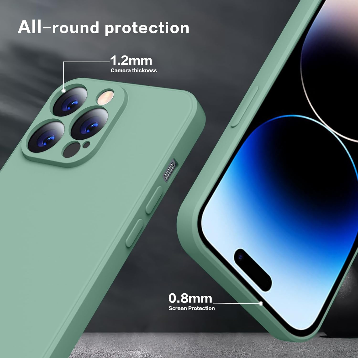 Silicone Slim Full-Body Protective Cover Case for iPhone 15 Pro Max, Soft Silicone Bumper Cover Shockproof Protective Anti-Scratch Case